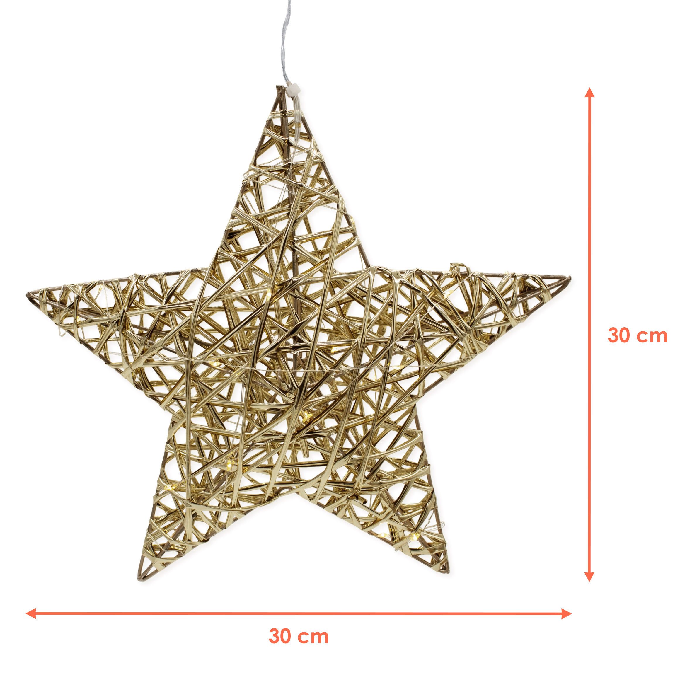 Spetebo LED-Dekofigur Leuchtfigur mit Goldband umwickelt warm weiß (Anzahl, 1 St., Stück), mit Timer