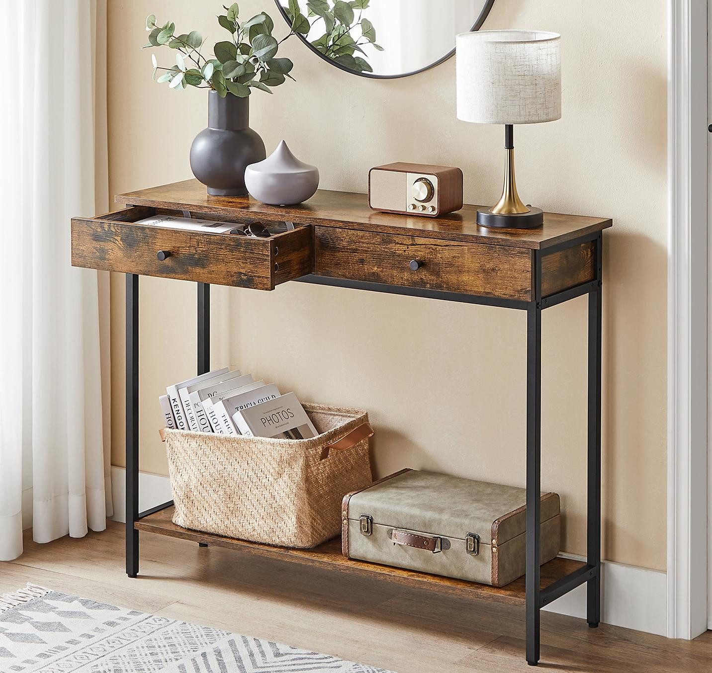 VASAGLE Konsolentisch, Flurtisch, Beistelltisch, Sofatisch mit 2 Schubladen günstig online kaufen