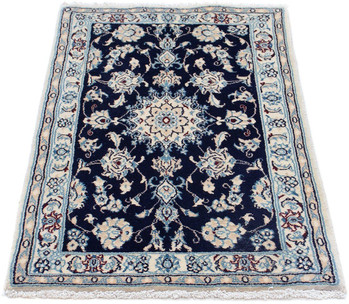 Hochflor-Läufer Nain Blumenmuster Blu scuro 400 x 77 cm, morgenland, rechteckig, Höhe: 10 mm, Unikat mit Zertifikat