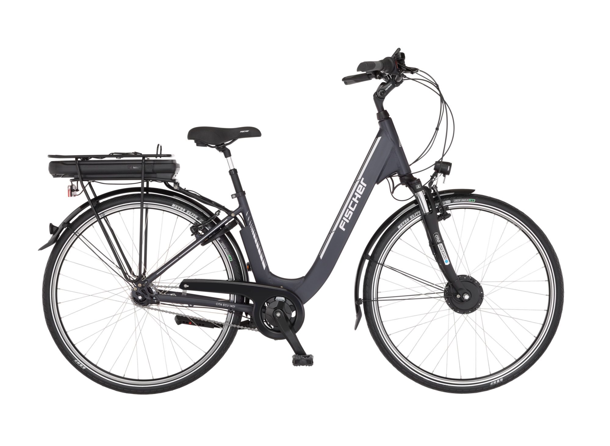 FISCHER Fahrrad E-Bike Cityrad CITA ECU 1401 44, 7 Gang Shimano Nexus Schaltwerk, Nabenschaltung, Frontmotor, 522 Wh, (mit Rahmenschloss), Pedelec, Elektrofahrrad für Damen u. Herren