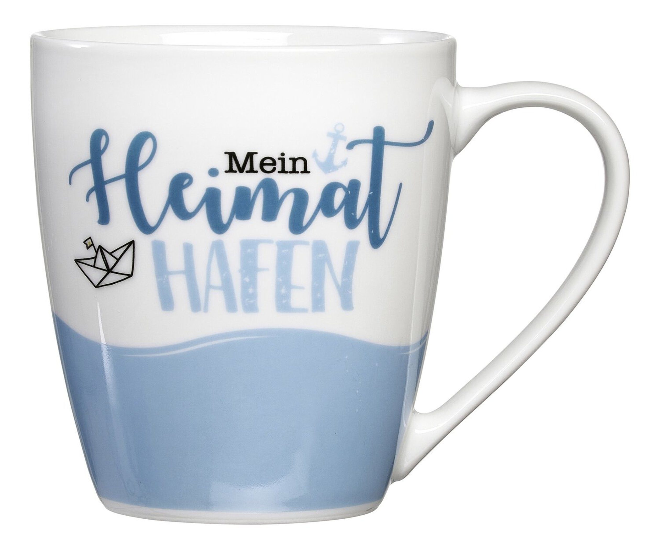 Ritzenhoff & Breker Becher Ritzenhoff Ahoi Kaffeebecher Heimathafen Blau 360ml Porzellan, 1-tlg., Porzellan