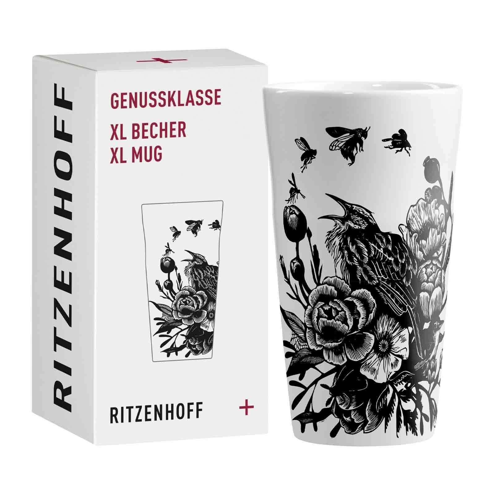 Ritzenhoff Becher Genussklasse Kaffeebecher XL 525 ml, 1-tlg., Porzellan