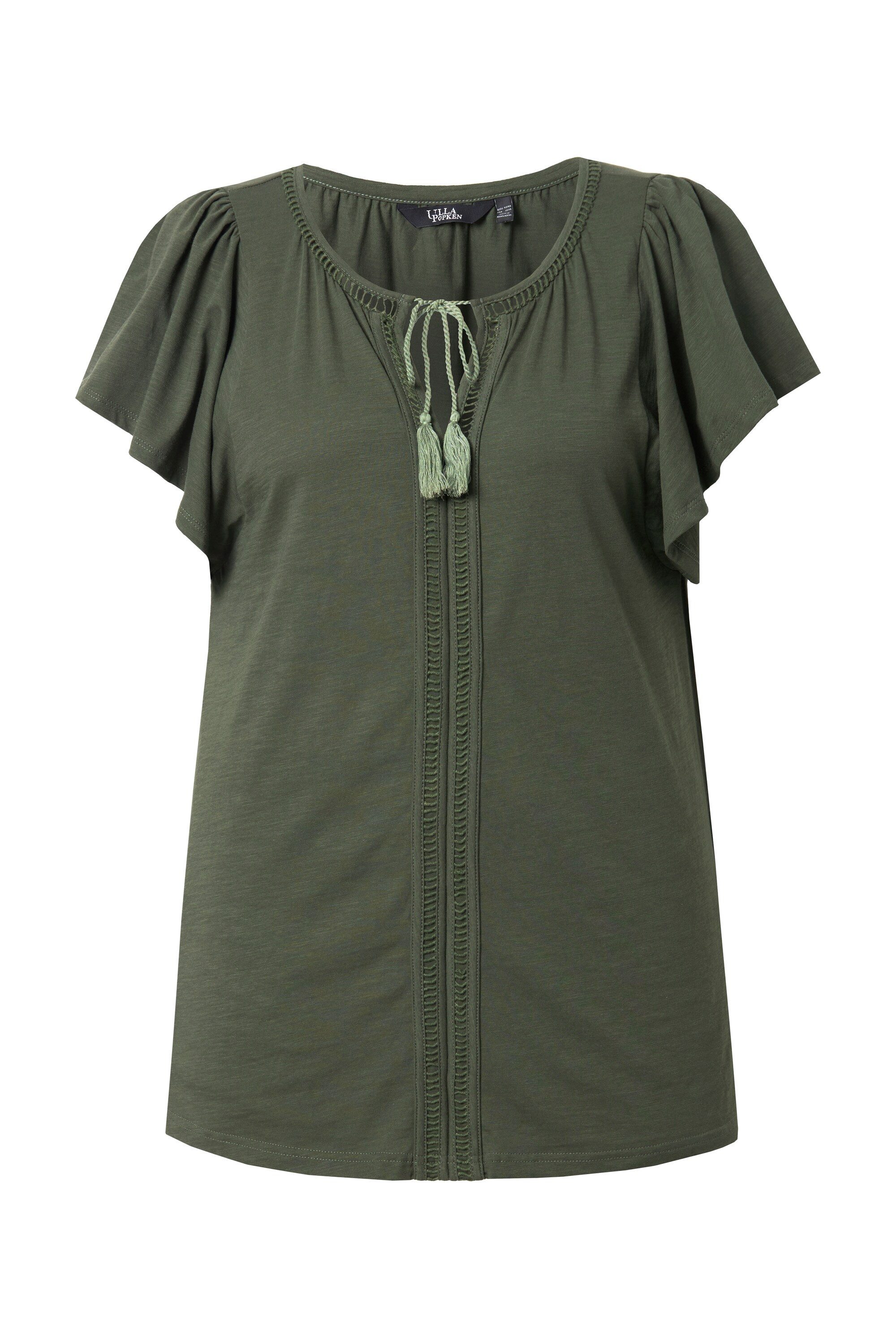 Ulla Popken T-Shirt T-Shirt Zierlitze Tunika-Ausschnitt Flügel-Halbarm günstig online kaufen