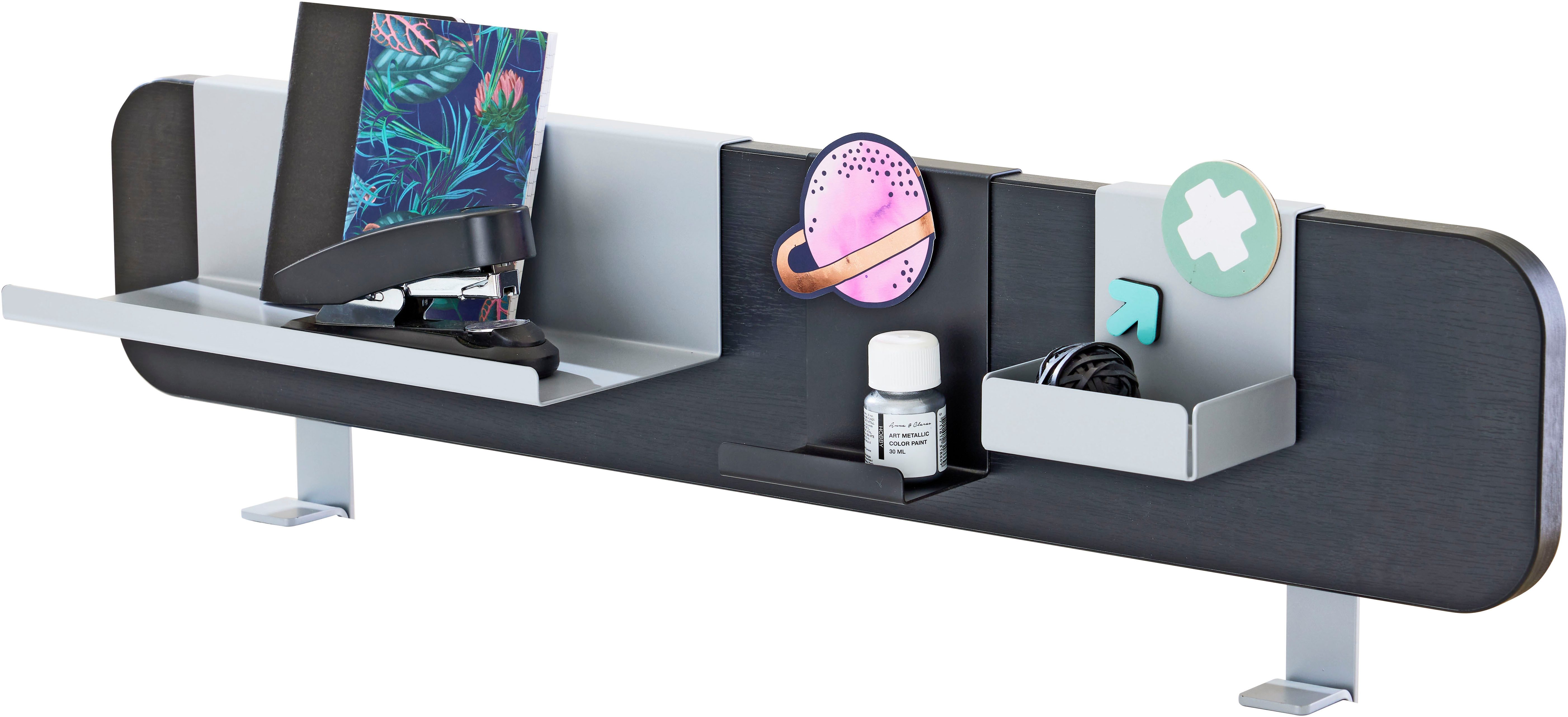 PAIDI Schreibtischaufsatz Funktionsboard in verschiedenen Ausführungen, (B/H/T ca. 81x16x2cm), inklusive 3 Einhängeschalen aus Metall