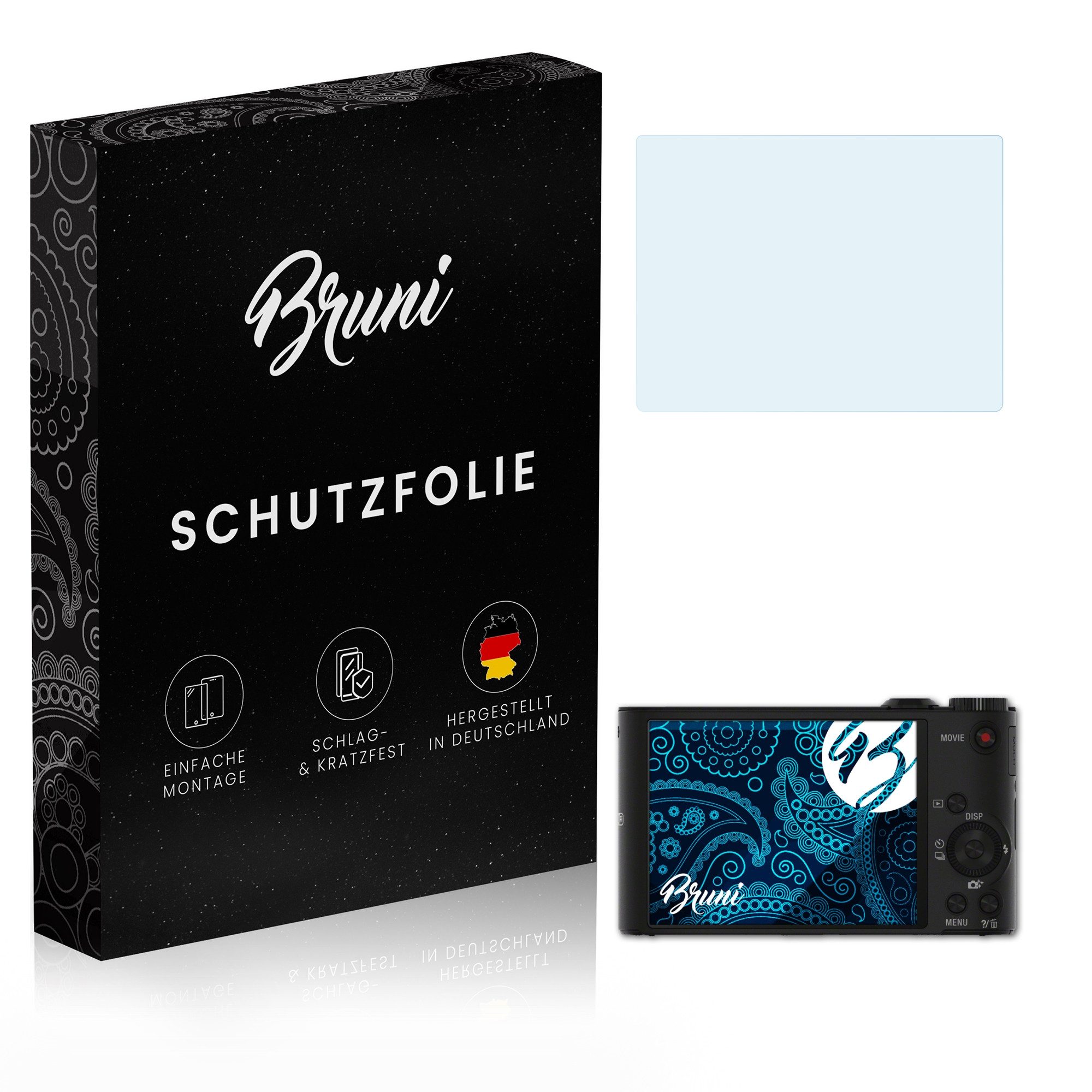 Bruni Schutzfolie Glasklare Displayschutzfolie für Sony DSC-WX350, (2 Folien), praktisch unsichtbar