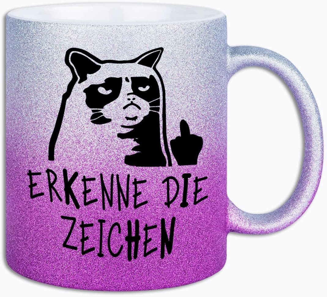 Hustling Sharks Tasse Hustling Sharks® Glitzer-Tassen - Erkenne die Zeichen I!, 330 ml