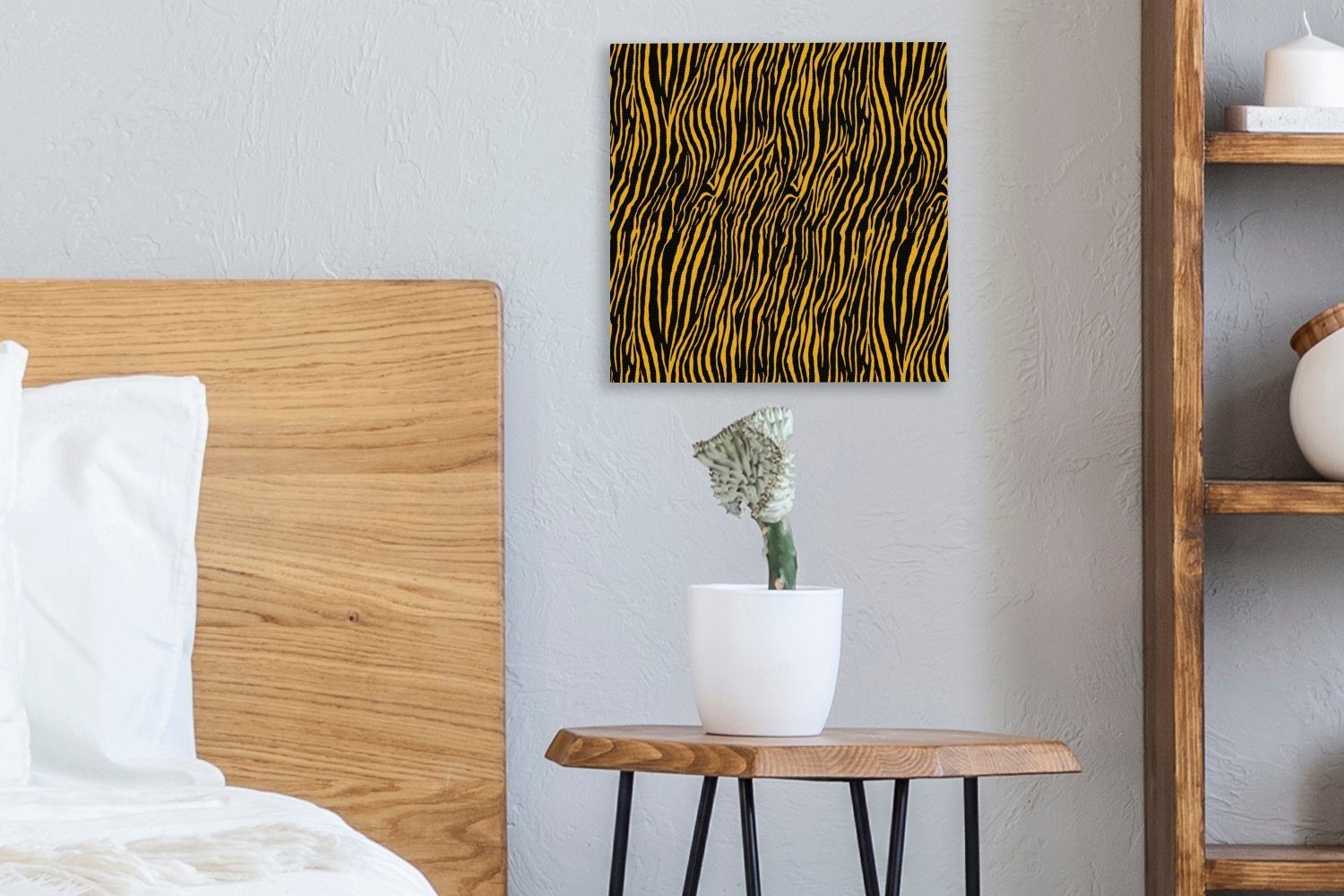 Wohnzimmer Orange, Leinwand Bilder Muster St), für Schlafzimmer - - (1 OneMillionCanvasses® Tigerdruck Leinwandbild