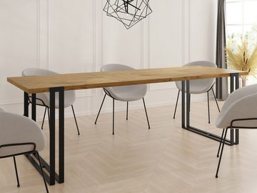 WFL GROUP Esstisch Marco, Tisch im Loft-Stil mit Schwarze Metallbeinen
