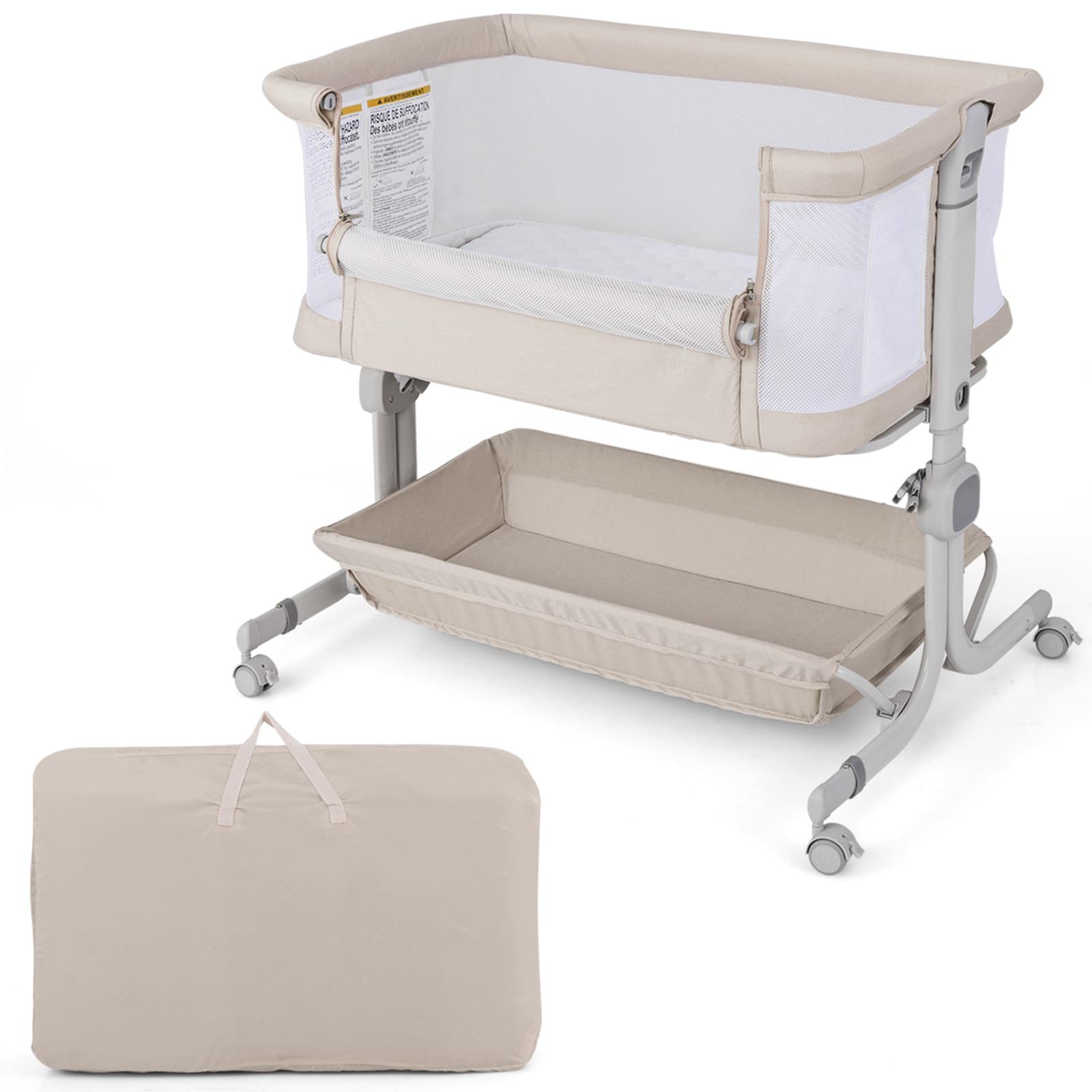 COSTWAY Beistellbett, 1-tlg., Reisebett, Babybett, 6 Fach höhenverstellbar günstig online kaufen