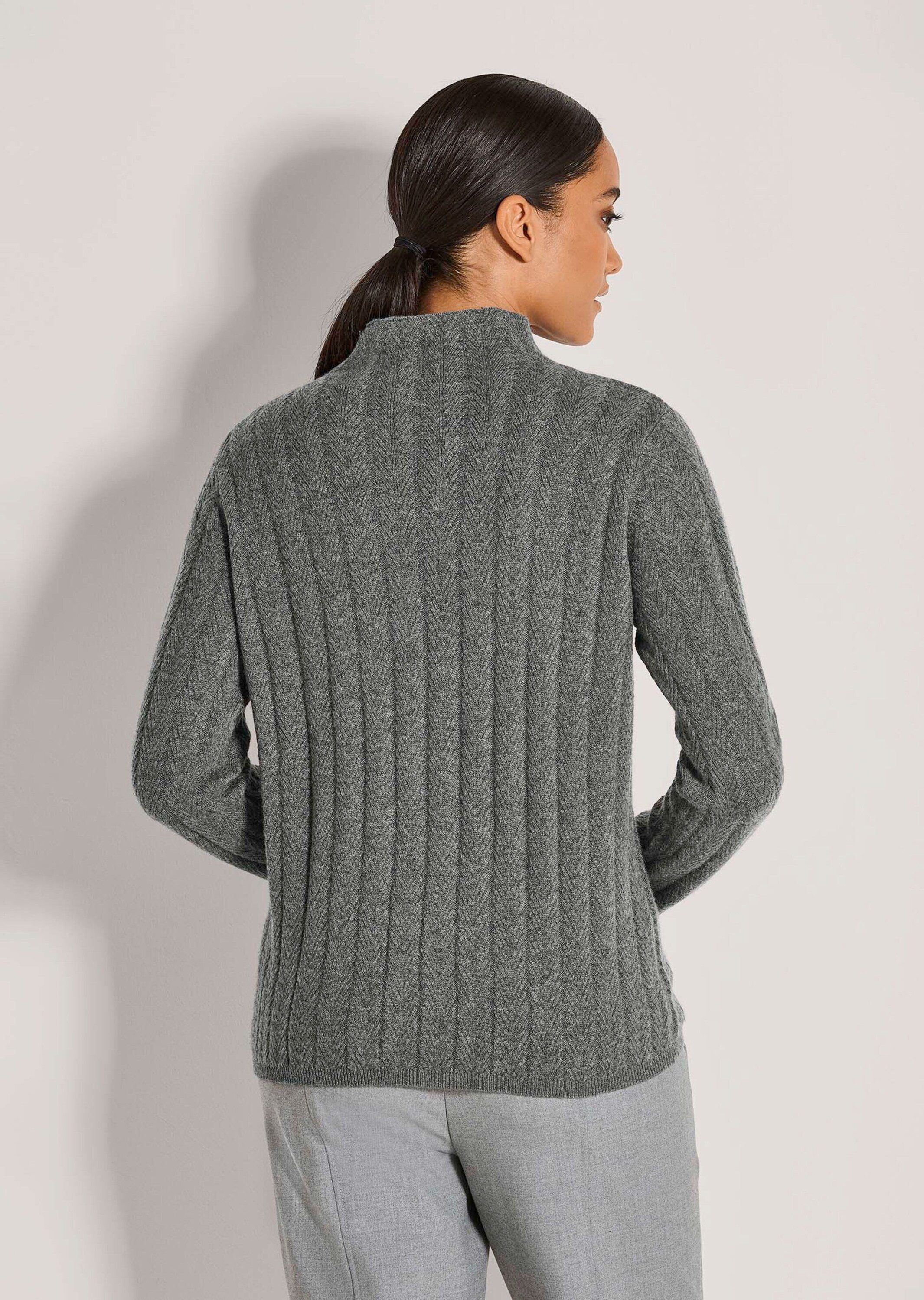 MADELEINE Strickpullover Luxuriöser Strickpullover mit Stehkragen Eleganter Businesspullover mit Rippstrick und Langarm