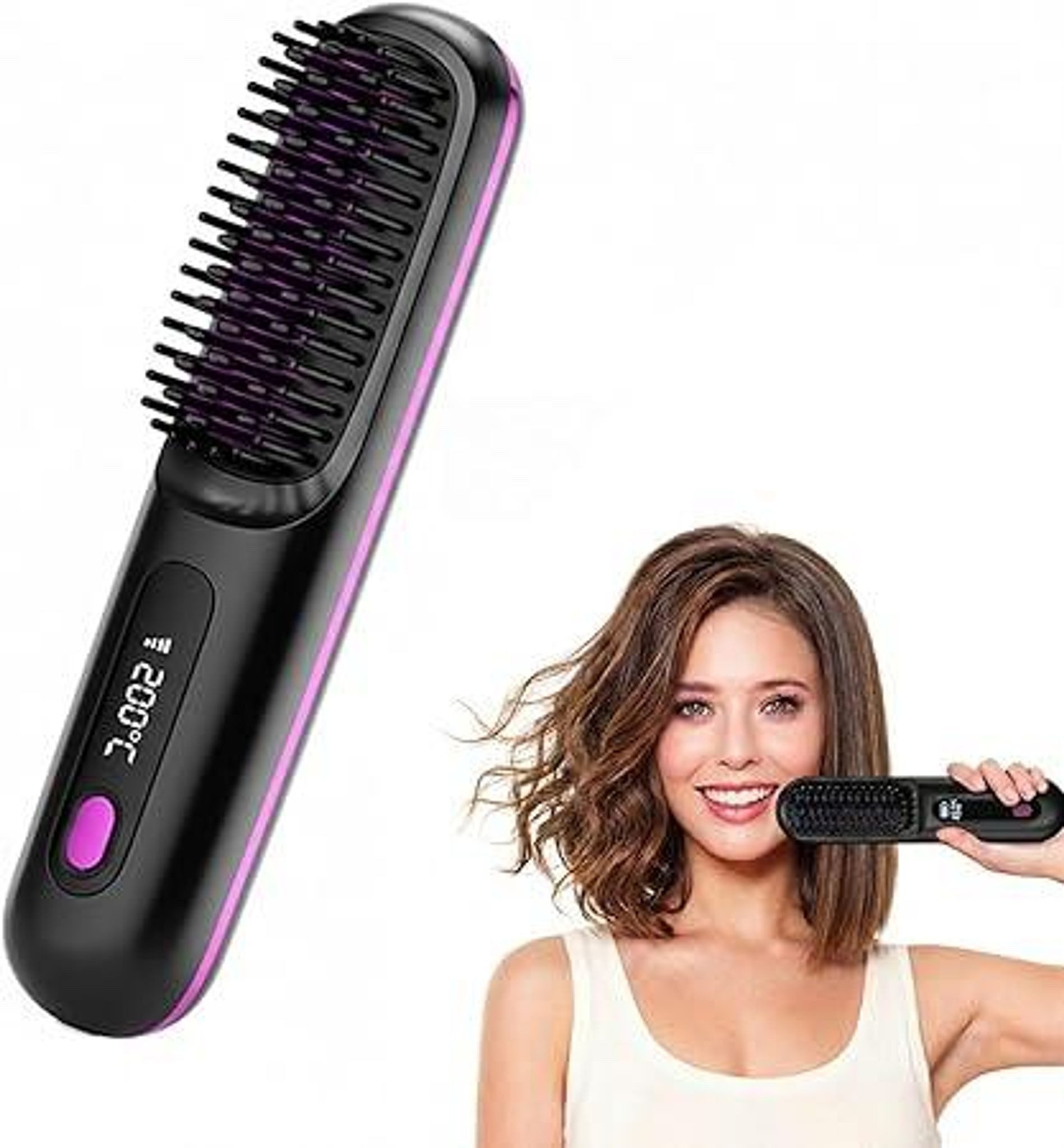 FELIXLEO Elektrohaarbürste Stylingbürste kurzes Haar elektrische Haarbürste LED 3 Stufen trocken