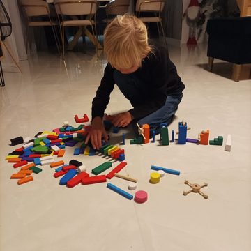 KRUZZEL Konstruktionsspielsteine Dominosteine Domino Set Holz für Kinder Hindernisse 360 Stück