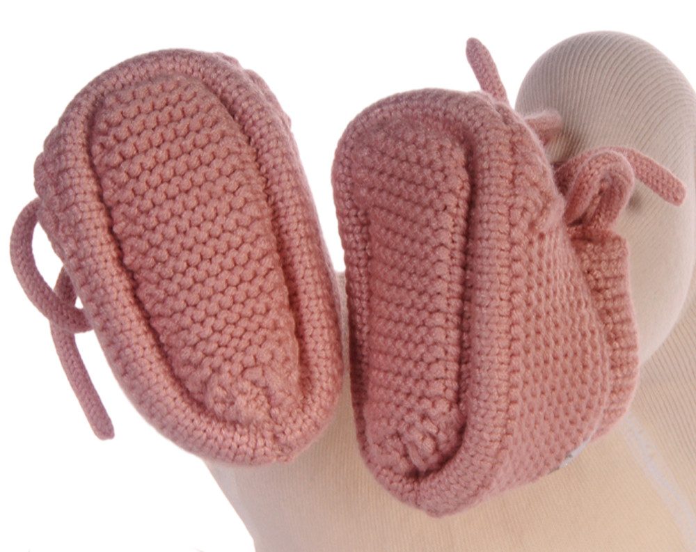 La Bortini Füßlinge Baby Strickschuhe Schleifen Erstlingsschuhe booties Socken weich, festlich, elastisch, für Neugeborene