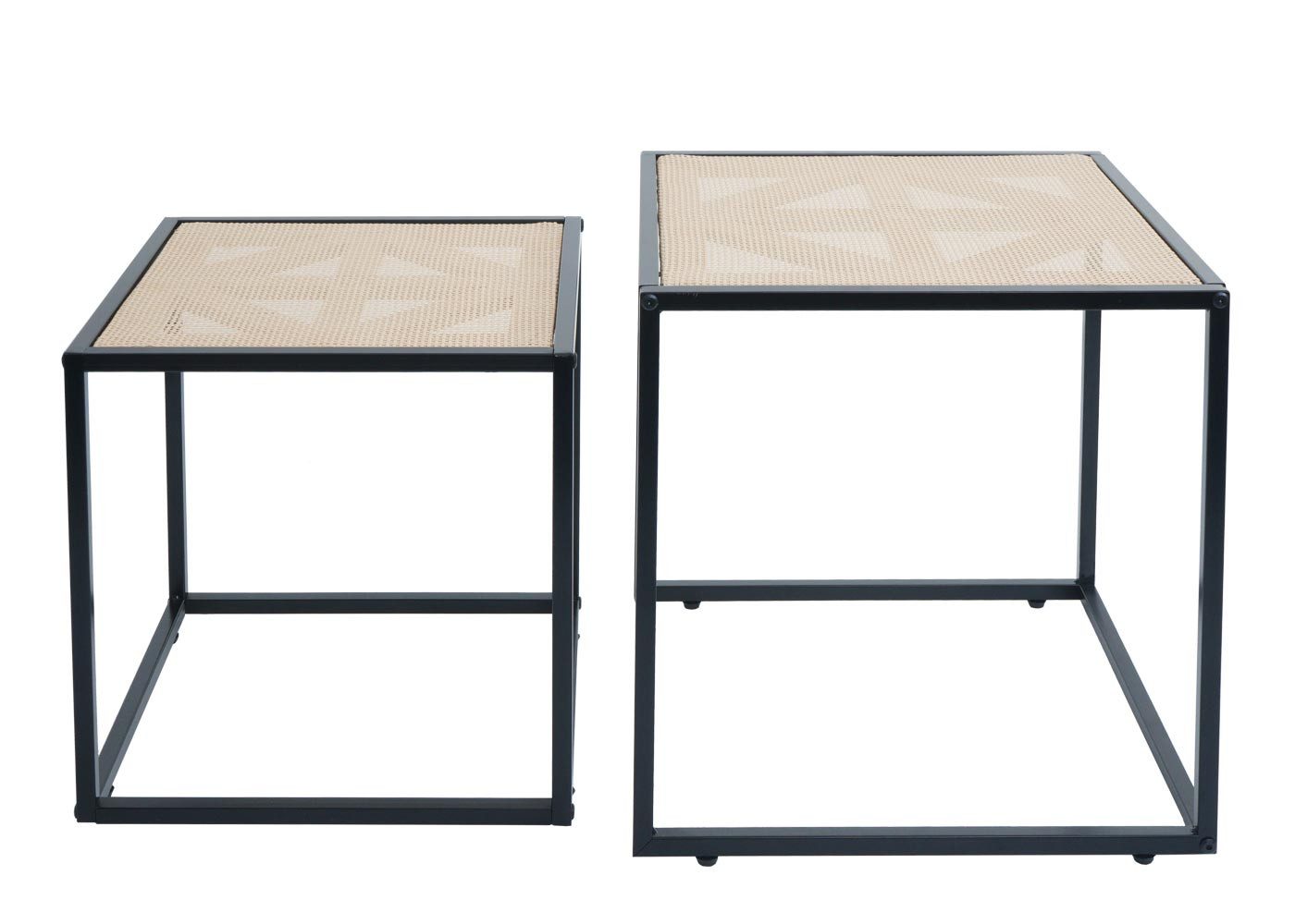 MCW Beistelltisch MCW-N88 (2er-Set), Rattan-Optik mit Muster in Flechtdesign