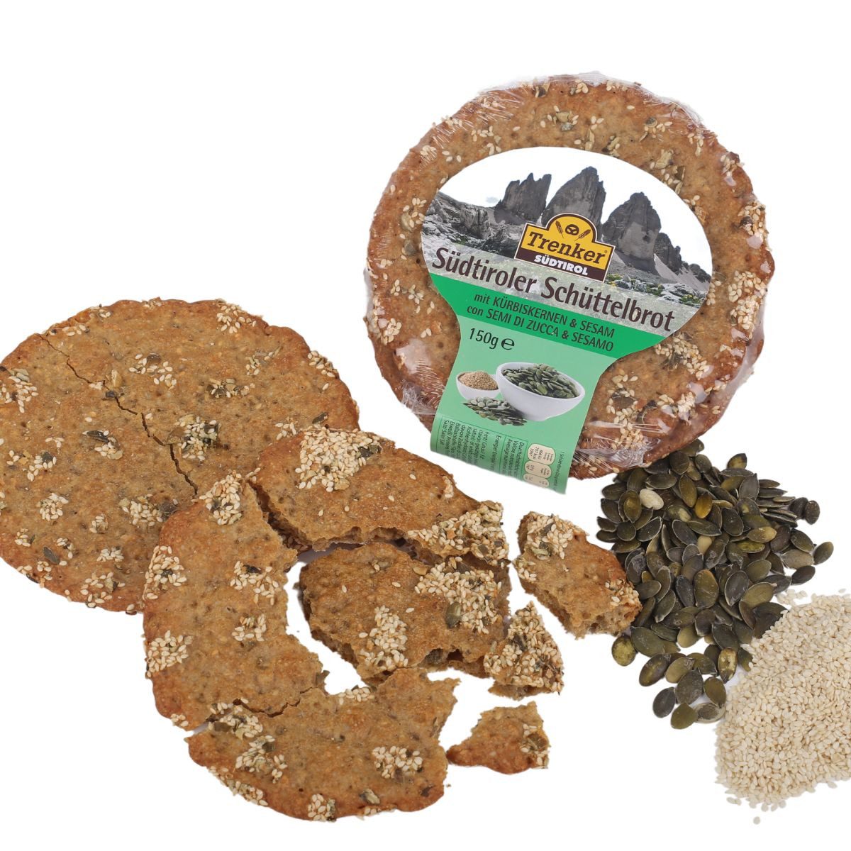 Trenker Brot Schüttelbrot mit Kürbiskernen und Sesam, 150 g, 150 g – Bild 2 von 2