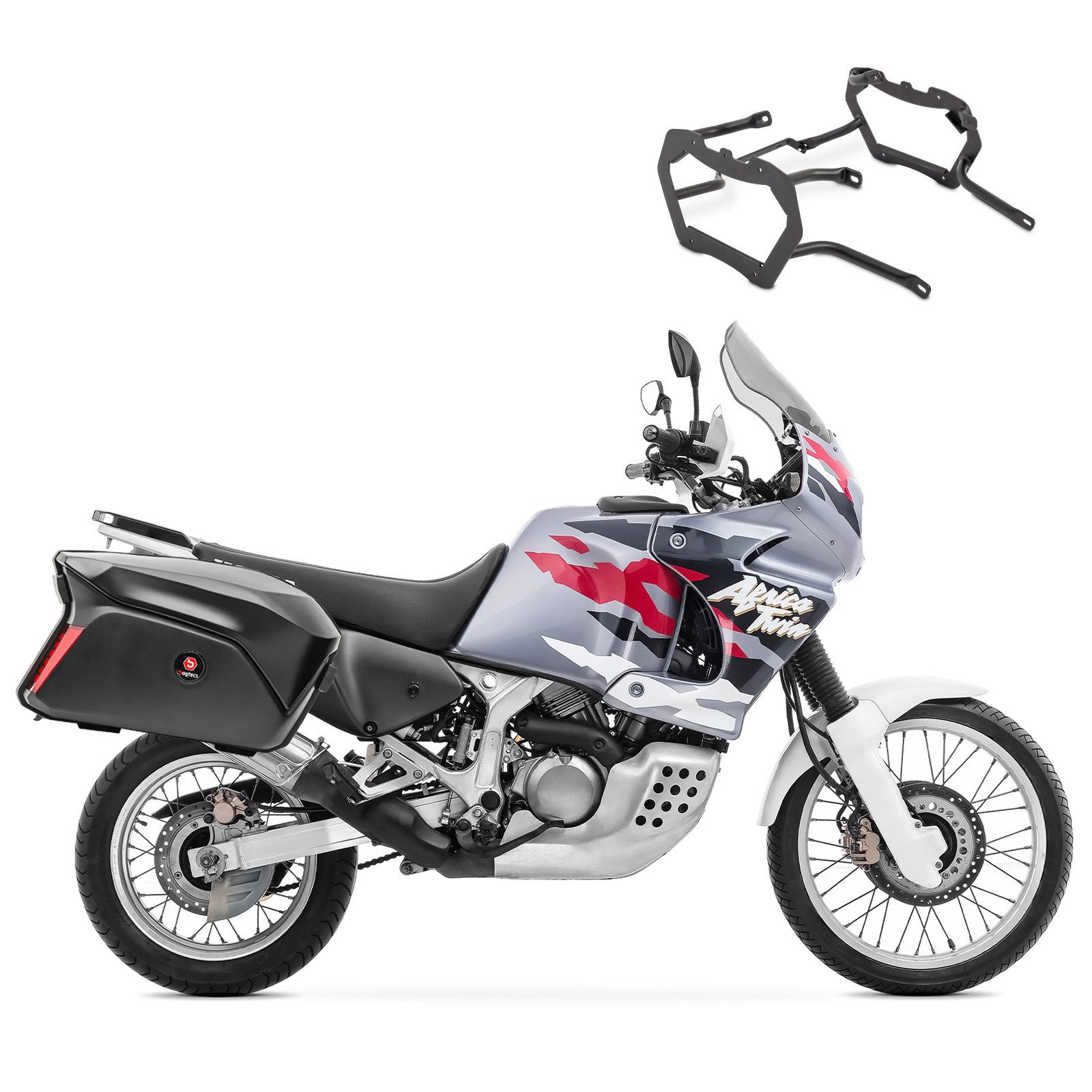 Kofferset Seitenkoffer + Kofferräger für Honda Africa Twin XRV 750 93-03 Koffer