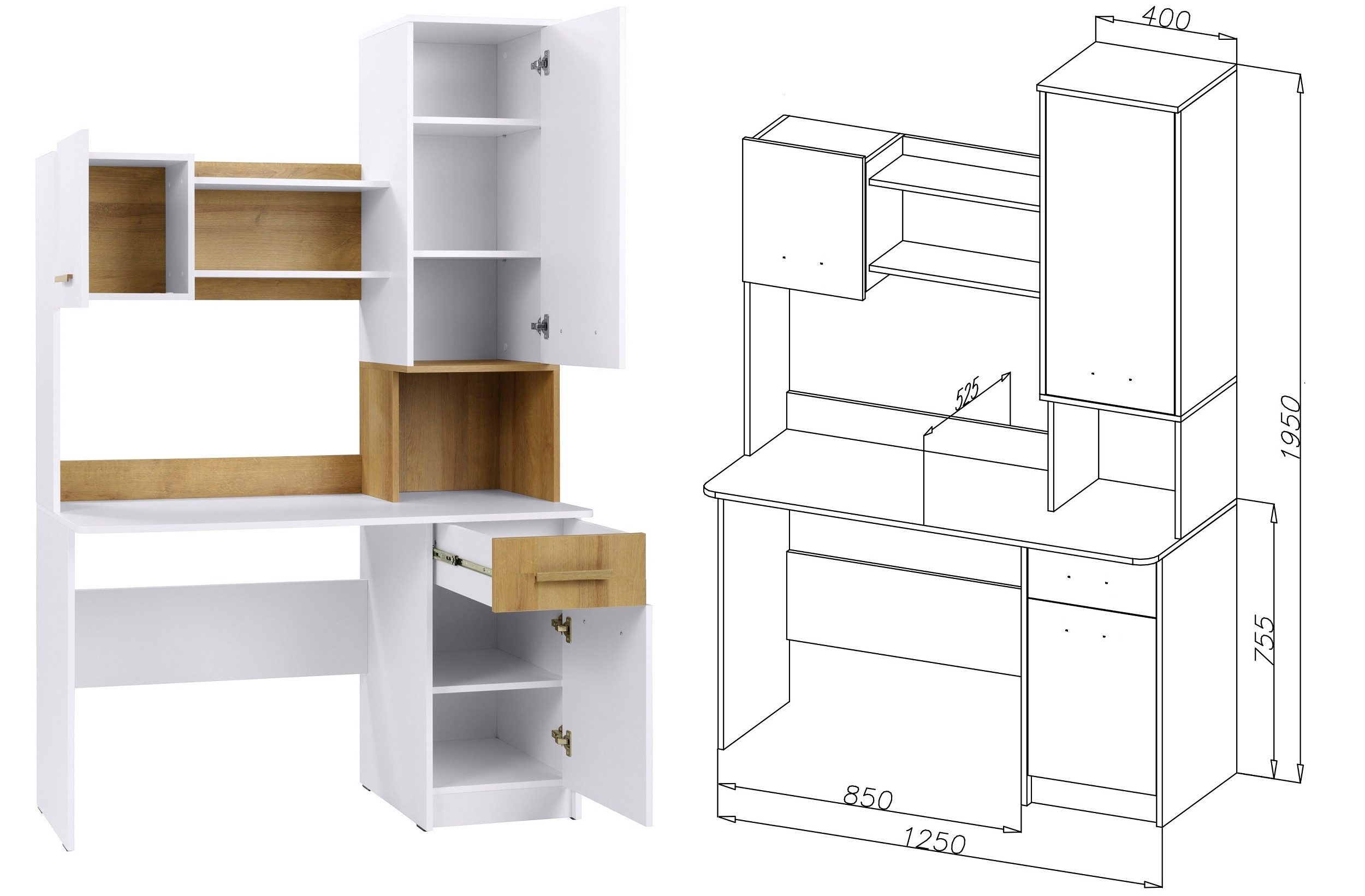Marmex Möbel Regal-Schreibtisch Grant G11/12N Schülerschreibtisch Kindersch günstig online kaufen
