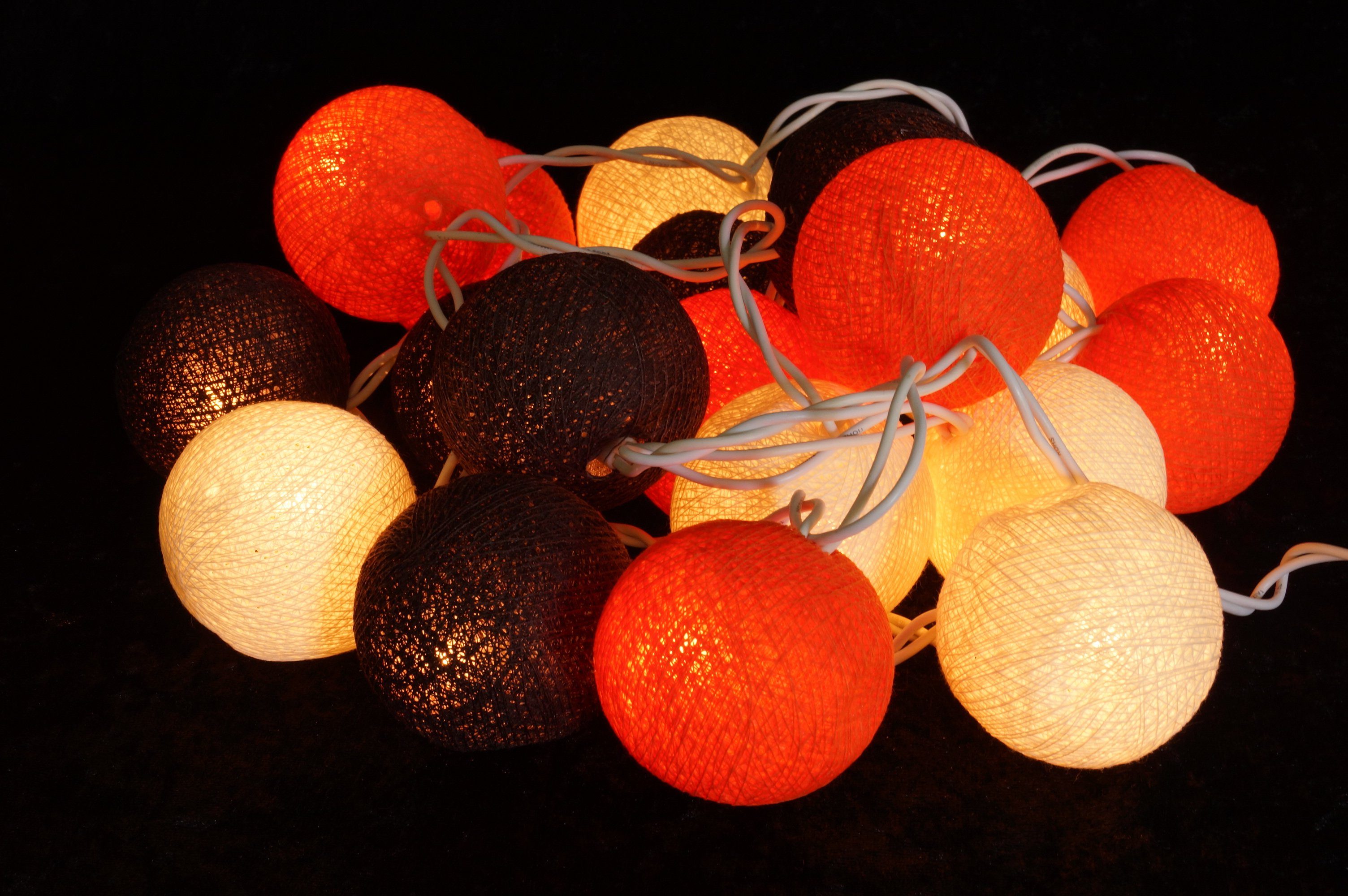 Ball Guru-Shop Lampion.. LED LED-Lichterkette Kugel Stoff Lichterkette, Farbe Sommer