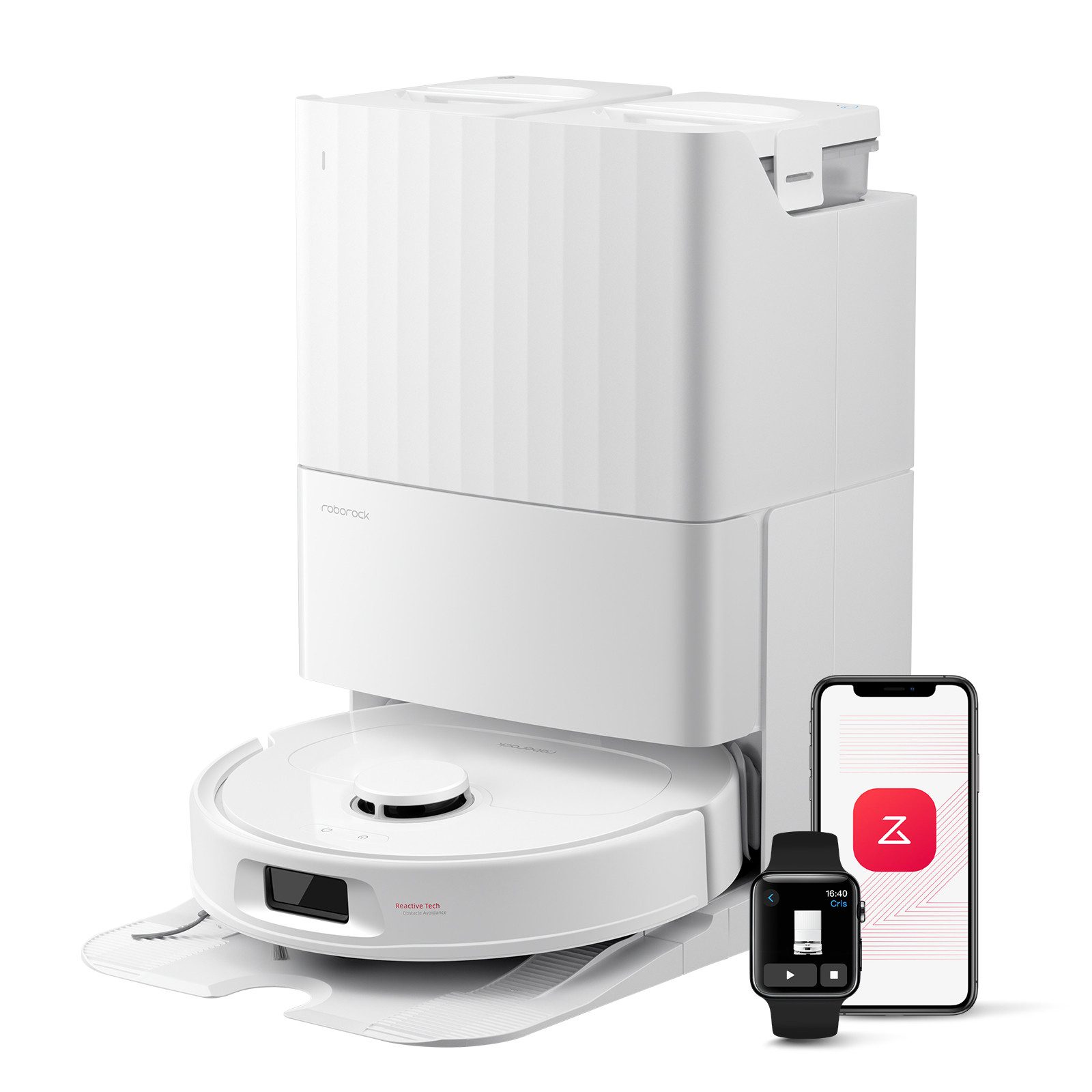 Roborock Вакуумный робот QV 35S (Upgrade von Qrevo Plus)Saugkraft Вакуумный робот mit Wischfunktion, Anti-Tangle-Bürsten, Anhebbare Schleudermopps, Intelligente Hindernisvermeidung, 10.000 Pa HyperForce Saugkraft,Multifunktions-Dockingstation