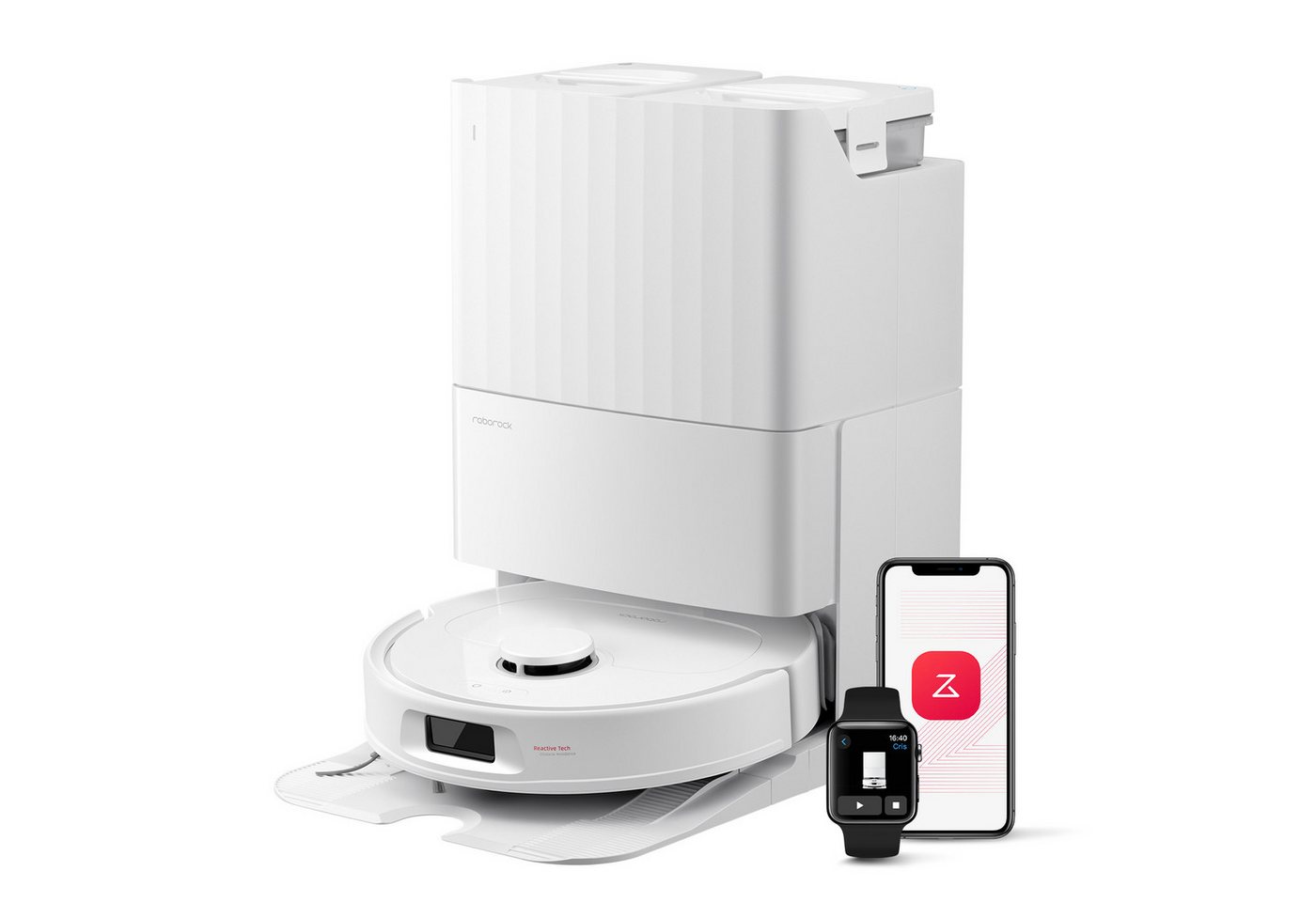 Roborock Saugroboter QV 35S (Upgrade von Qrevo Plus)Saugkraft Saugroboter mit Wischfunktion, Anti-Tangle-Bürsten, Anhebbare Schleudermopps, Intelligente Hindernisvermeidung, 10.000 Pa HyperForce Saugkraft,Multifunktions-Dockingstation