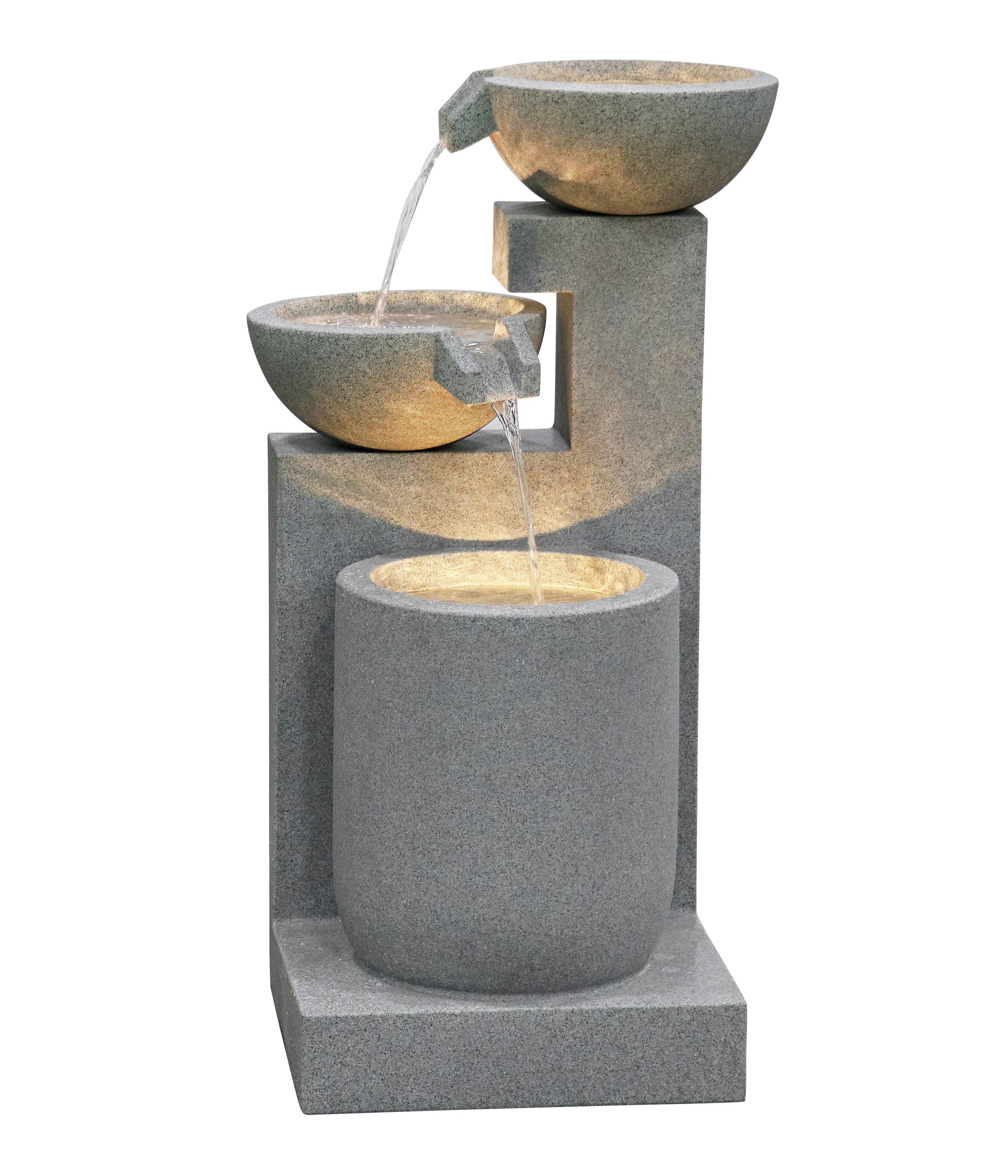 Dehner Gartenbrunnen Samson mit LED Beleuchtung, 100 x 54.5 x 54.5 cm, versch. Farben, 54,5 cm Breite, frostbeständig, wetterbeständiges Polyresin für den Außenbereich
