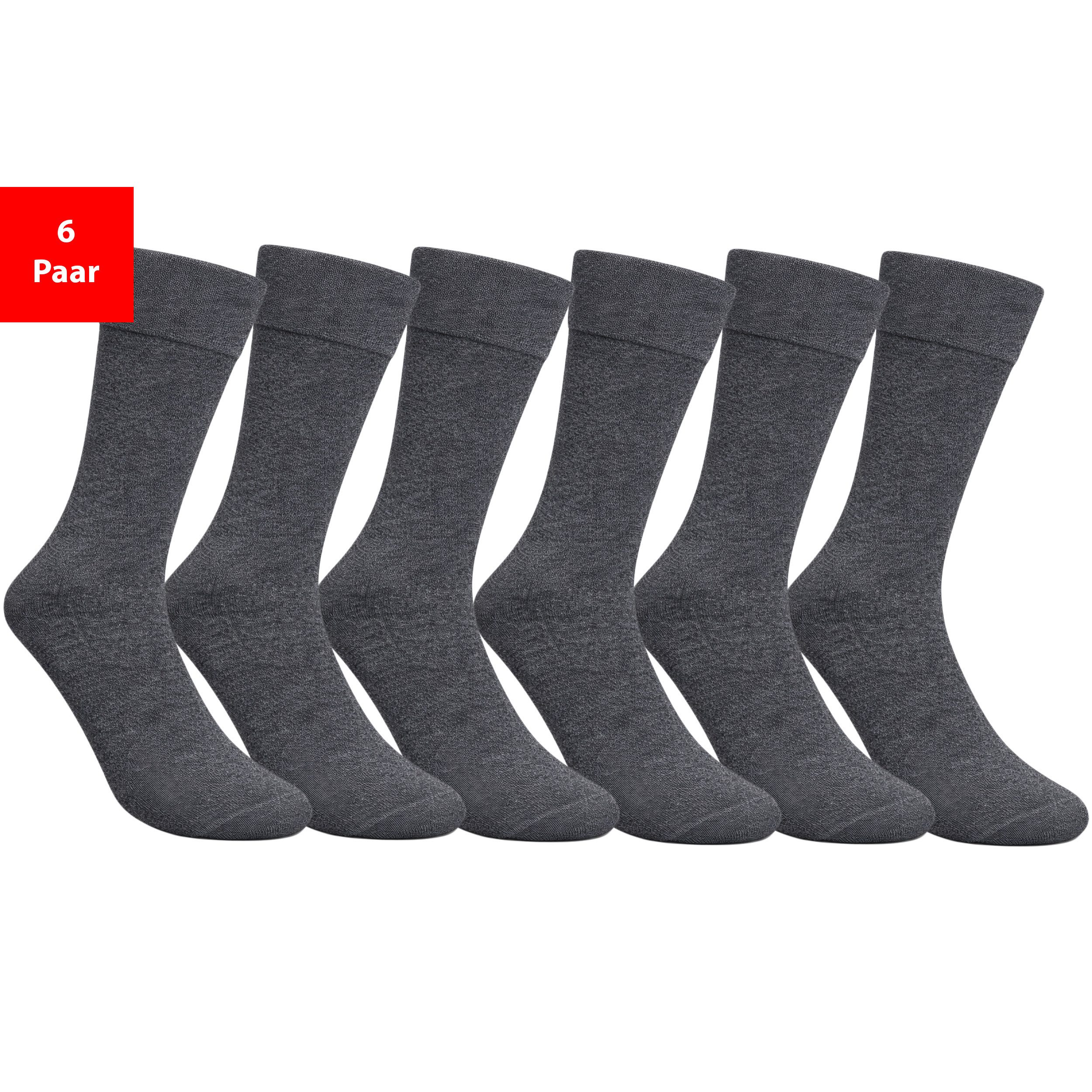 Fashionschmiede Diabetikersocken Damen & Herren Gesundheitssocken ohne Gummibund & Naht weich druckfrei (Spar-Set, 6-Paar, 6 Paar) Nahtlose Diabetikersocken ohne Gummibund für empfindliche Füße