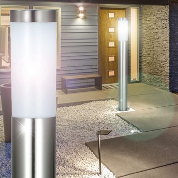 etc-shop Pollerleuchte, Leuchtmittel nicht inklusive, 2er Set Außen Leuchten Edelstahl Steh Lampen Haus Tür Bewegungsmelder
