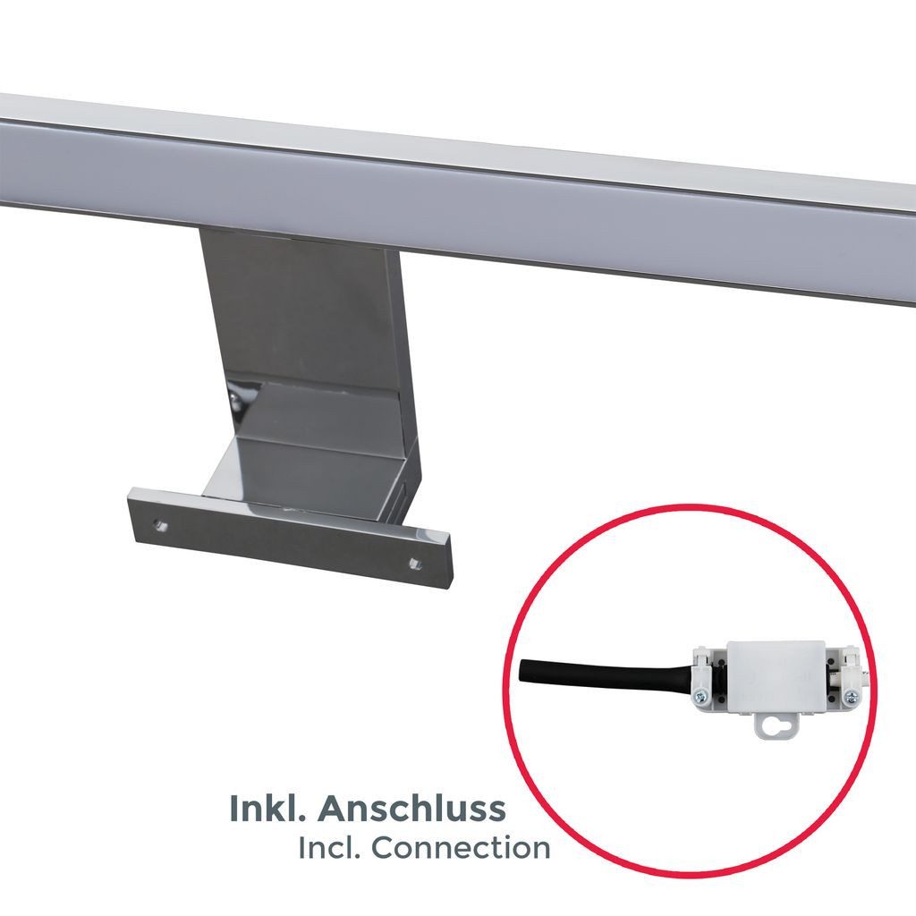 B.K.Licht Wandleuchte Badleuchte LED Spiegelleuchte Badezimmer IP44 230V chrom/schwarz, LED fest integriert, 4000K, Schminklicht 8W 780lm Badezimmer-Beleuchtung Spiegelschrank Flur