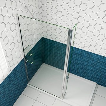 duschspa Duschwand 80-120cm Trennwand + 30/40cm Flipper-Panel Walk in Dusche Glaswand, Einscheibensicherheitsglas, Sicherheitsglas, (Set), Glas, Nano Glas