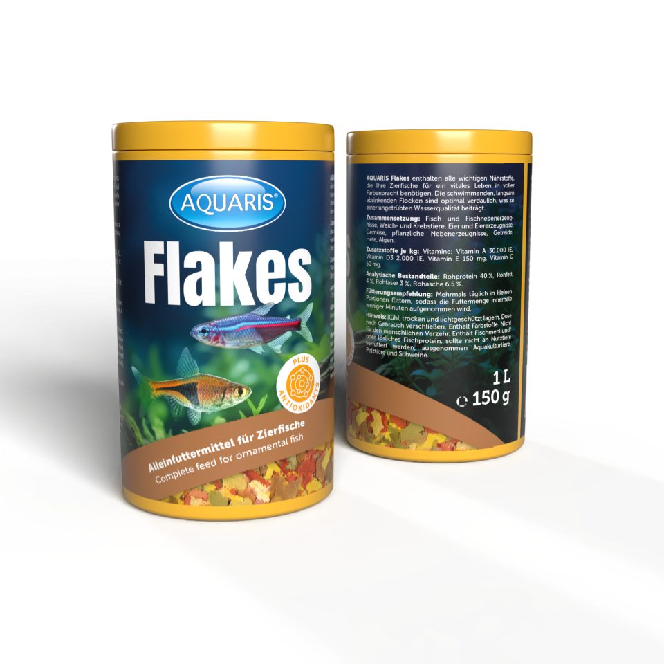 Aquaris Aquarium Fischfutter Flakes Flockenfutter für Zierfische - 150g / 1 L, Hauptfutter für: Fische, leicht verdaulich, trübt das Wasser nicht, 40 % Rohprote – Bild 2 von 5