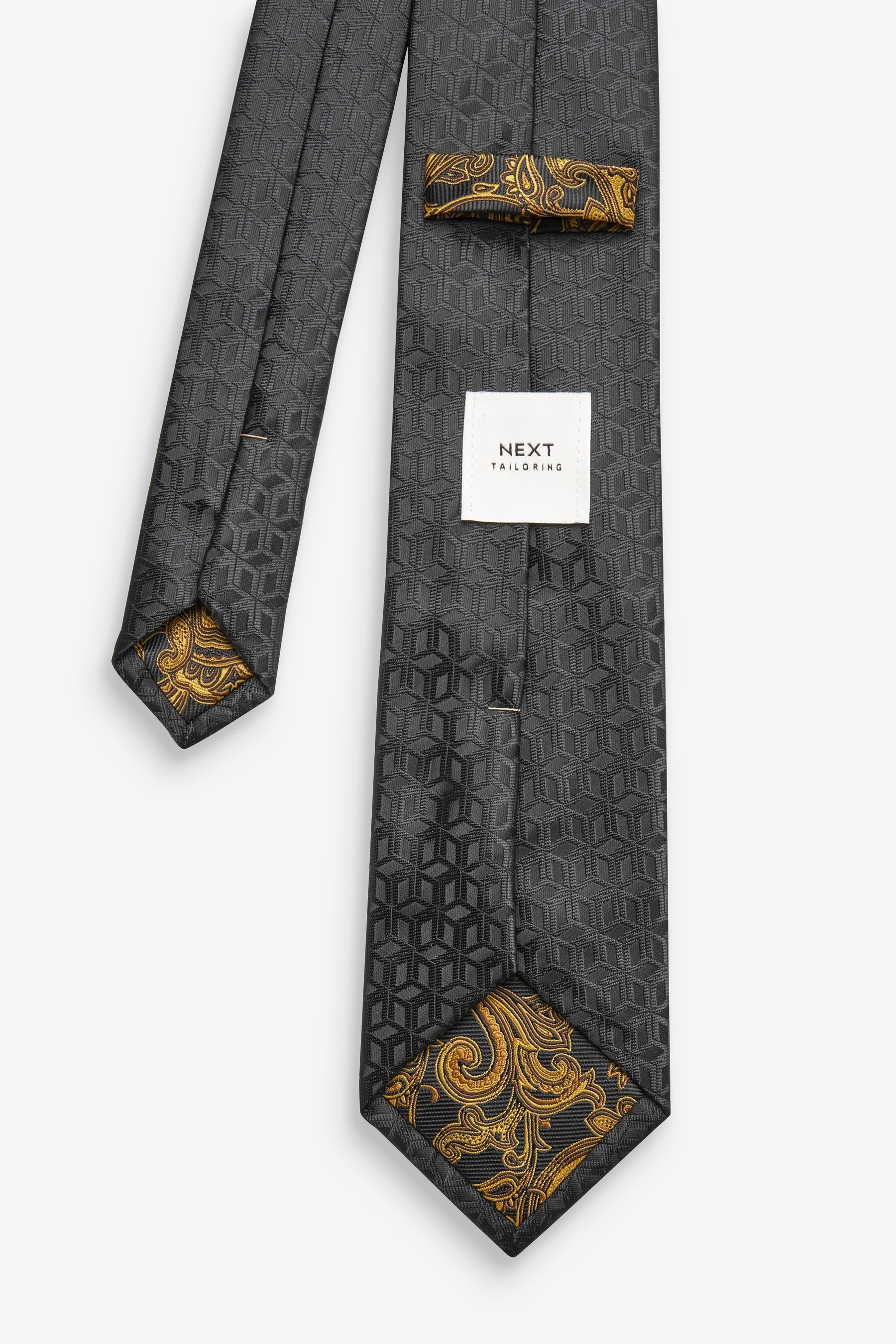 N (1-St) Black Krawatte Gemusterte Krawatte Logo Next