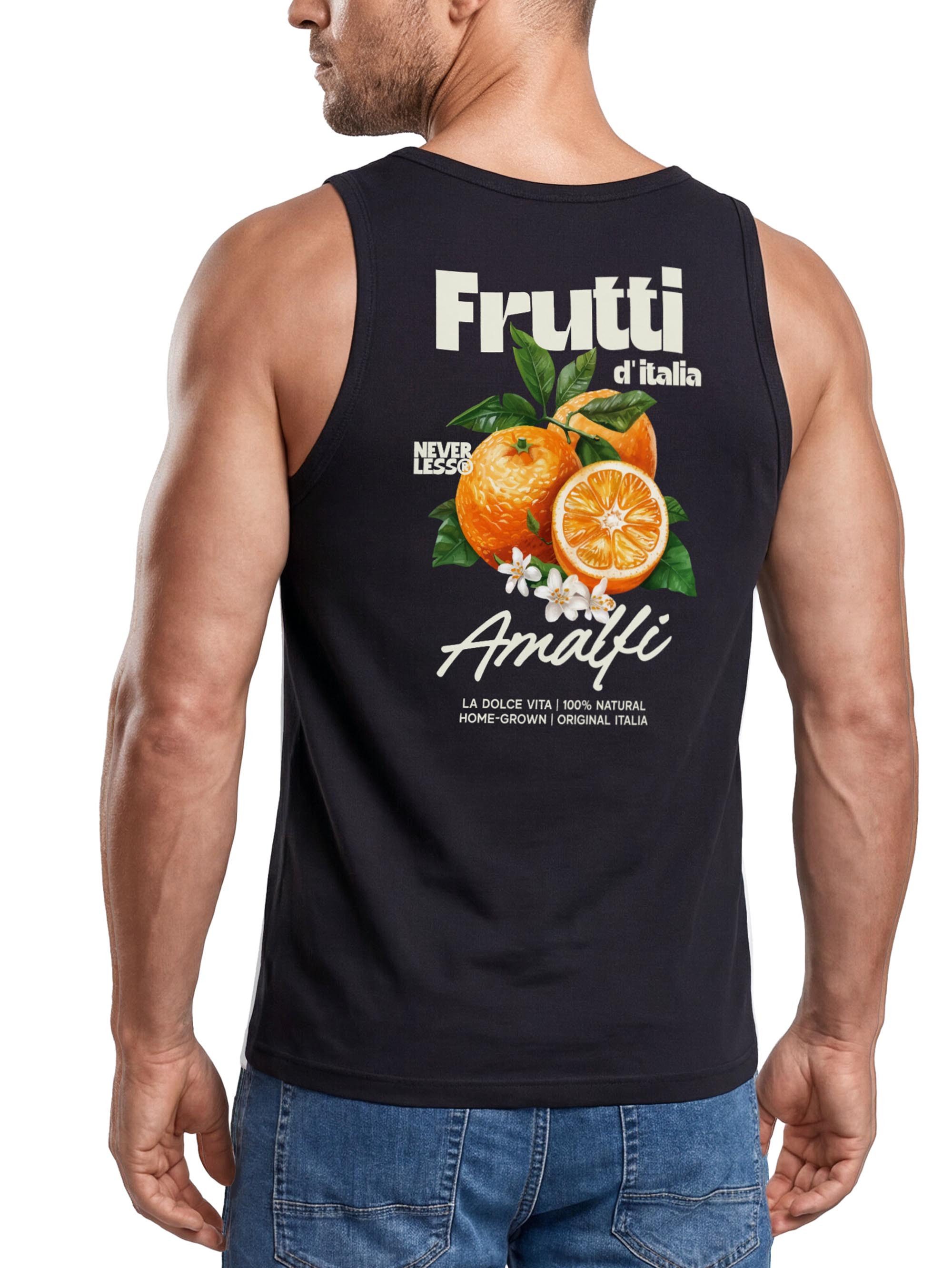 Neverless Tanktop Tanktop Herren mit Grafik-Print Rückendruck - Frutti di italia - mit Print