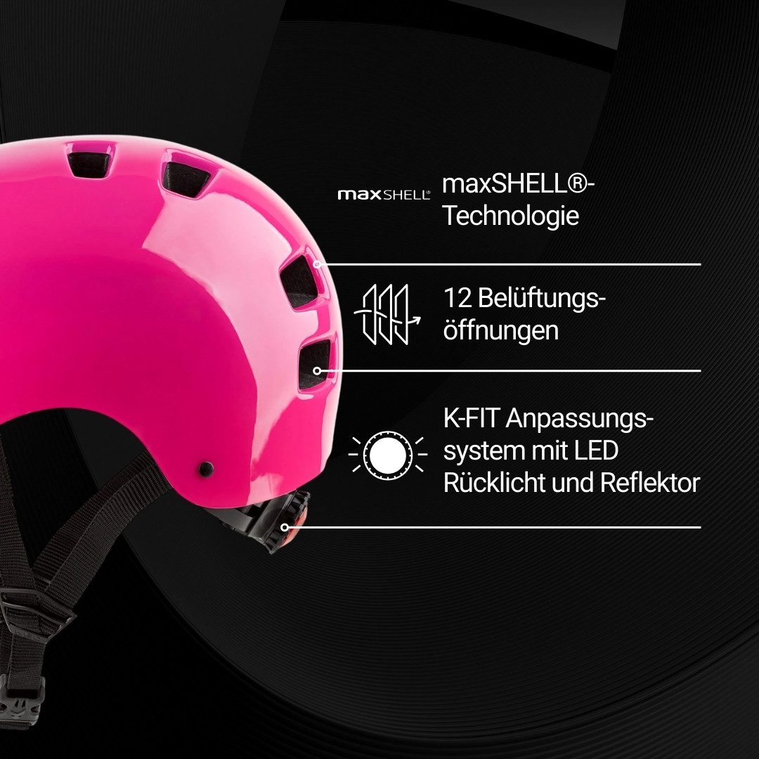 KED Fahrradhelm Citro City Fahrradhelm, MaxShell Schutz, Sicherer K-Lock Verschluss Und LED-Rücklicht