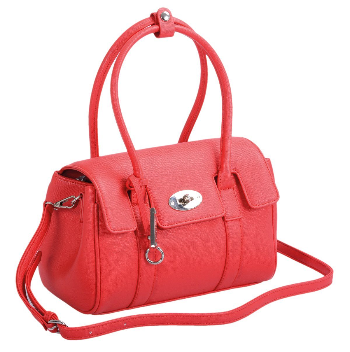 Faltbare Make-up-Tasche Kunstleder – Rot, Rautengitter-Muster, 20x9x9 Cm, Für Kosmetik & Reisen