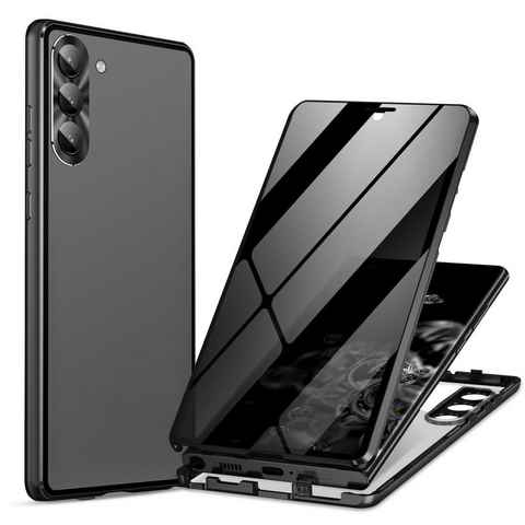 Wigento Handyhülle Für Samsung Galaxy S24 Full Cover Magnet / Glas Privacy Hülle Tasche