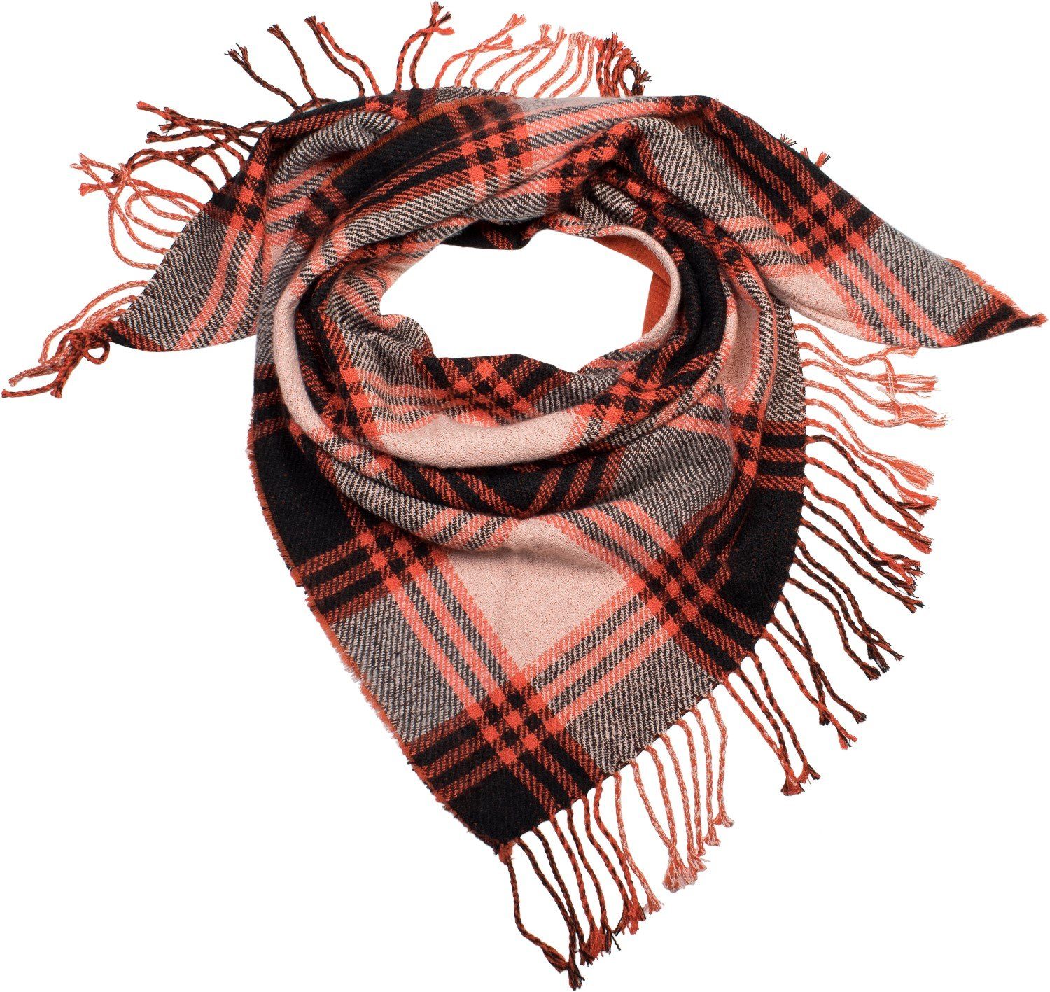 styleBREAKER XXL-Schal Strick Dreiecktuch mit Glencheck Karo Muster, (1-St)