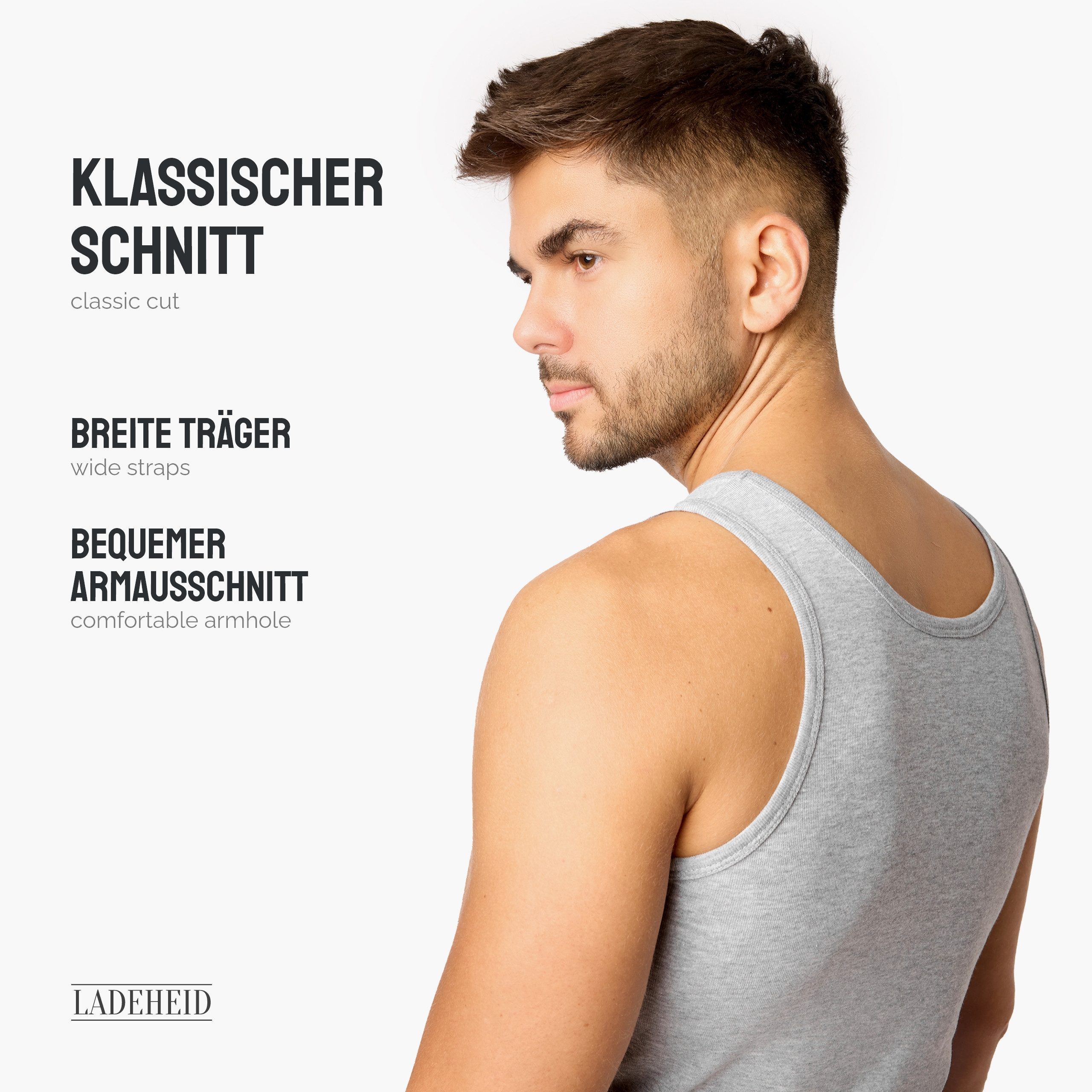 Ladeheid Unterhemd Tanktop Herren Baumwolle Set 3 Stück LA40-258 (Set, 3er-Pack) – Bild 4 von 5