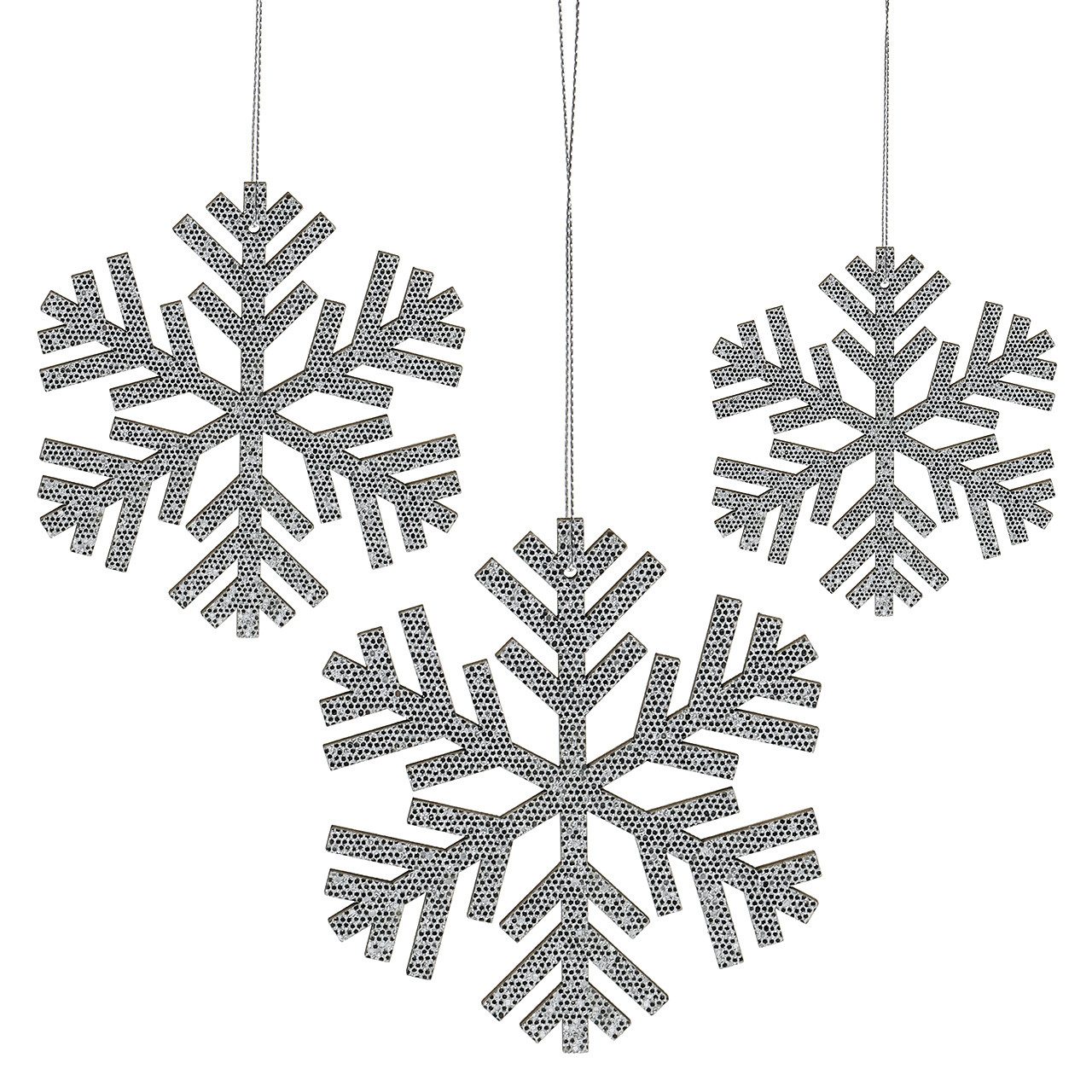 Florists Products Christbaumschmuck Funkeleffekt Schneeflocke Silber zum Hängen Ø8cm-Ø12cm 9er-Set, 9 Stü