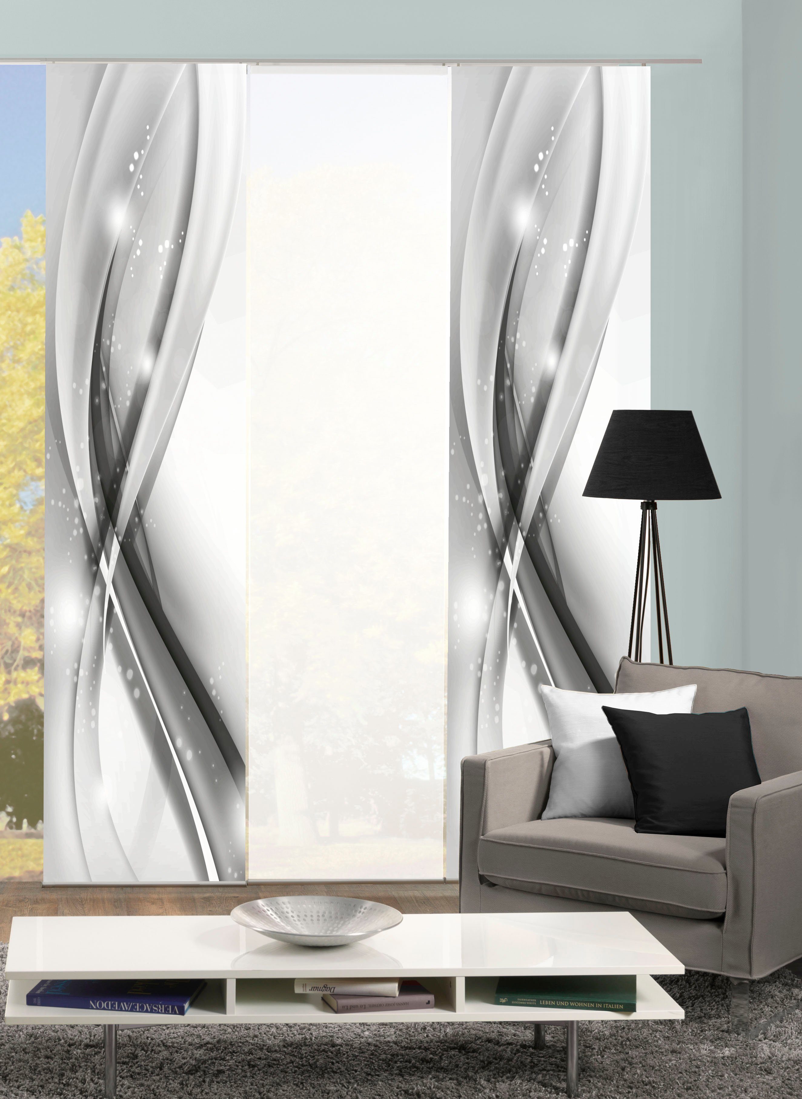 HOME WOHNIDEEN Schiebegardine GLIWE (3 St), Paneelwagen, blickdicht, Schiebevorhang Digi 3er Set GLIWE GRÜN