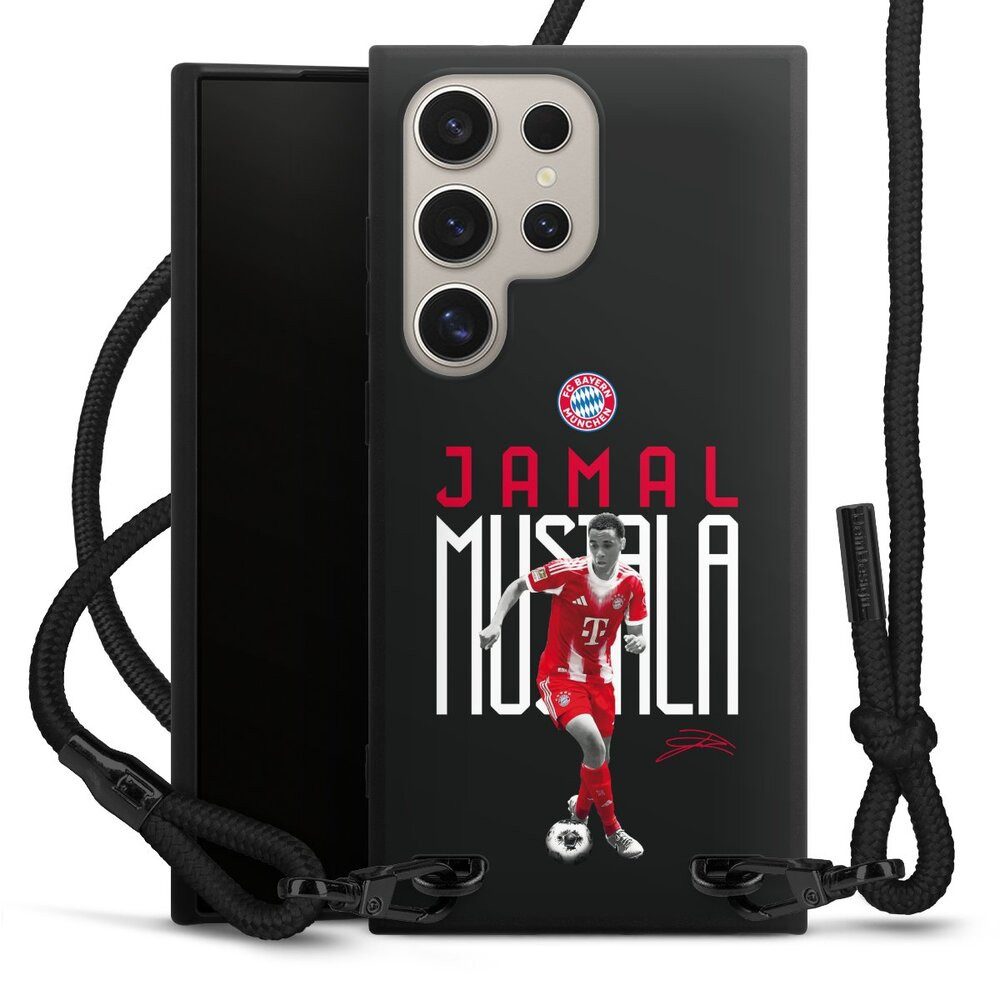 DeinDesign Handyhülle FC Bayern München Jamal Musiala Offizielles Lizenzprodukt, Samsung Galaxy S24 Ultra Premium Handykette Hülle mit Band