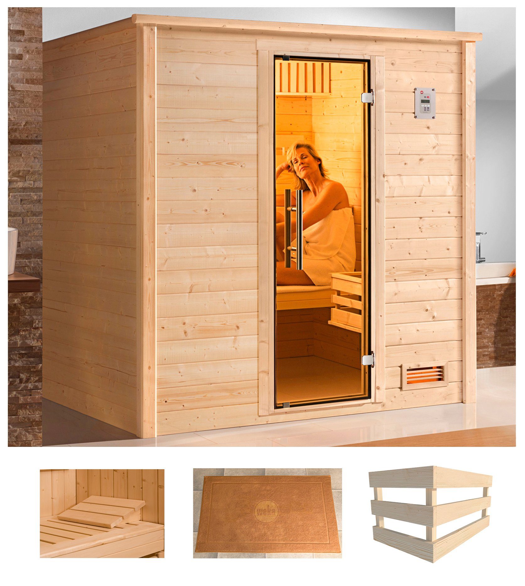 weka Sauna Bergen 1, BxTxH: 198 x 148 x 203,5 cm, 45 mm, ohne Ofen
