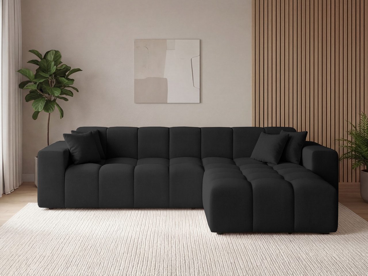 GrainGold Ecksofa L-Form Loopo L, Set, Eckcouch, Wellenfederkern, HR-Schaum, Kunststoffbeine, Freistehende