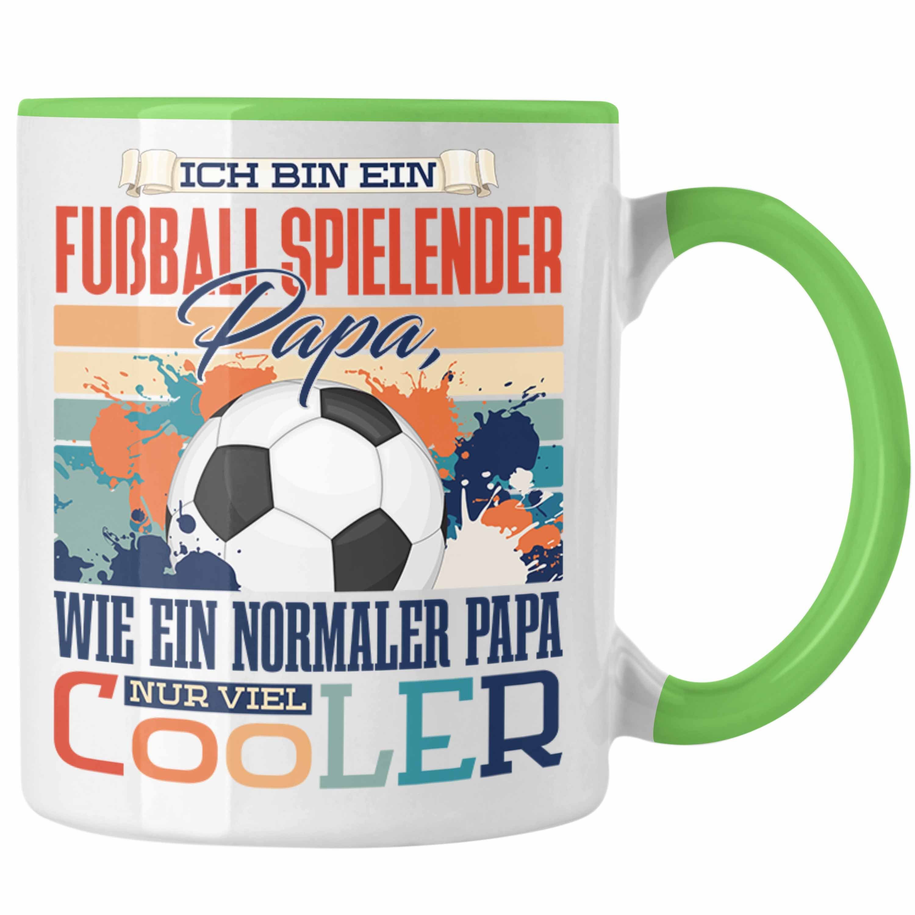 Trendation Tasse Trendation - Fußball Papa Tasse Geschenk Vater Geschenkidee zum Vatert Grün | Teetassen