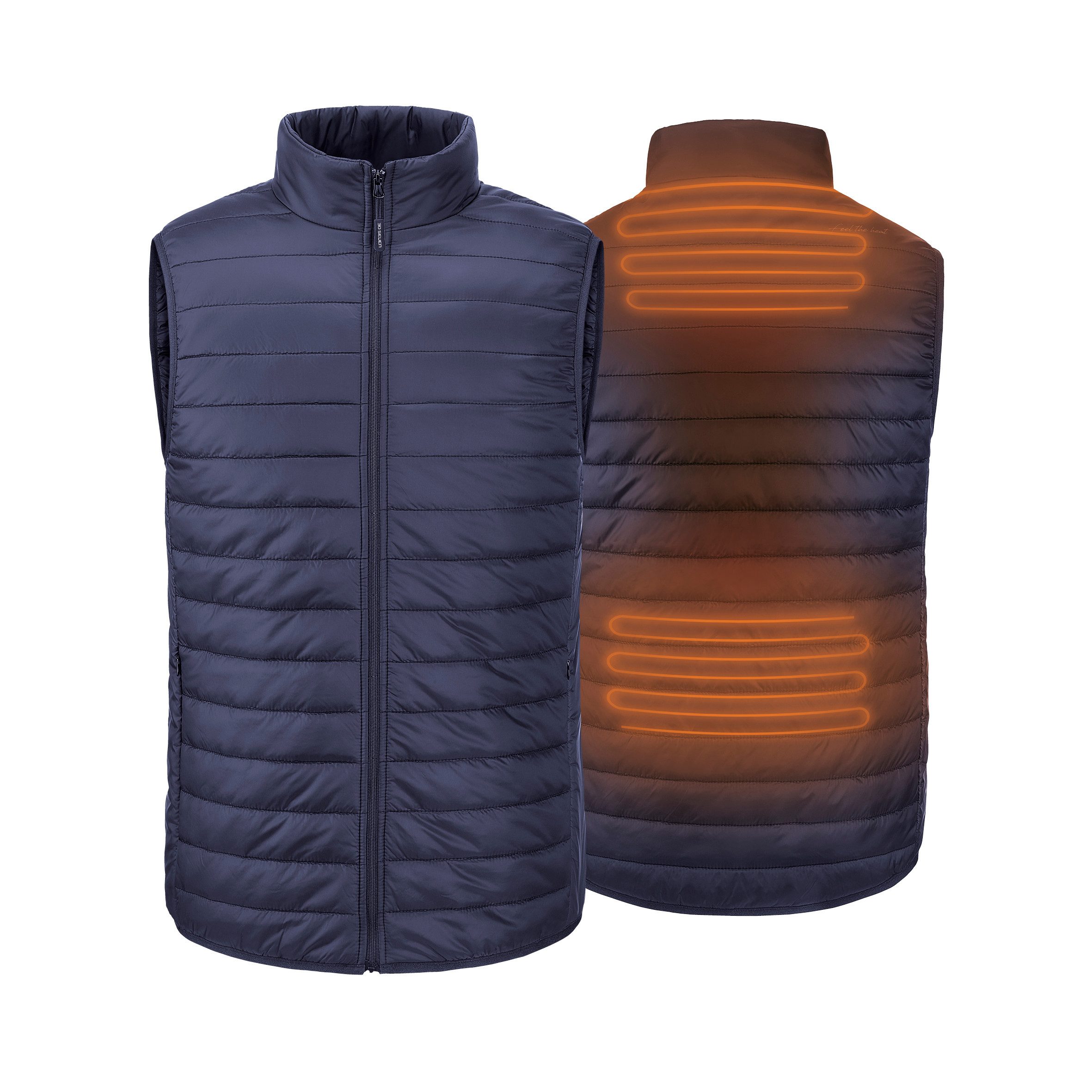 30seven Steppweste beheizte Weste - Regular Fit Herren - Marineblau 7,4V Set inkl. Powerbank & Ladegerät