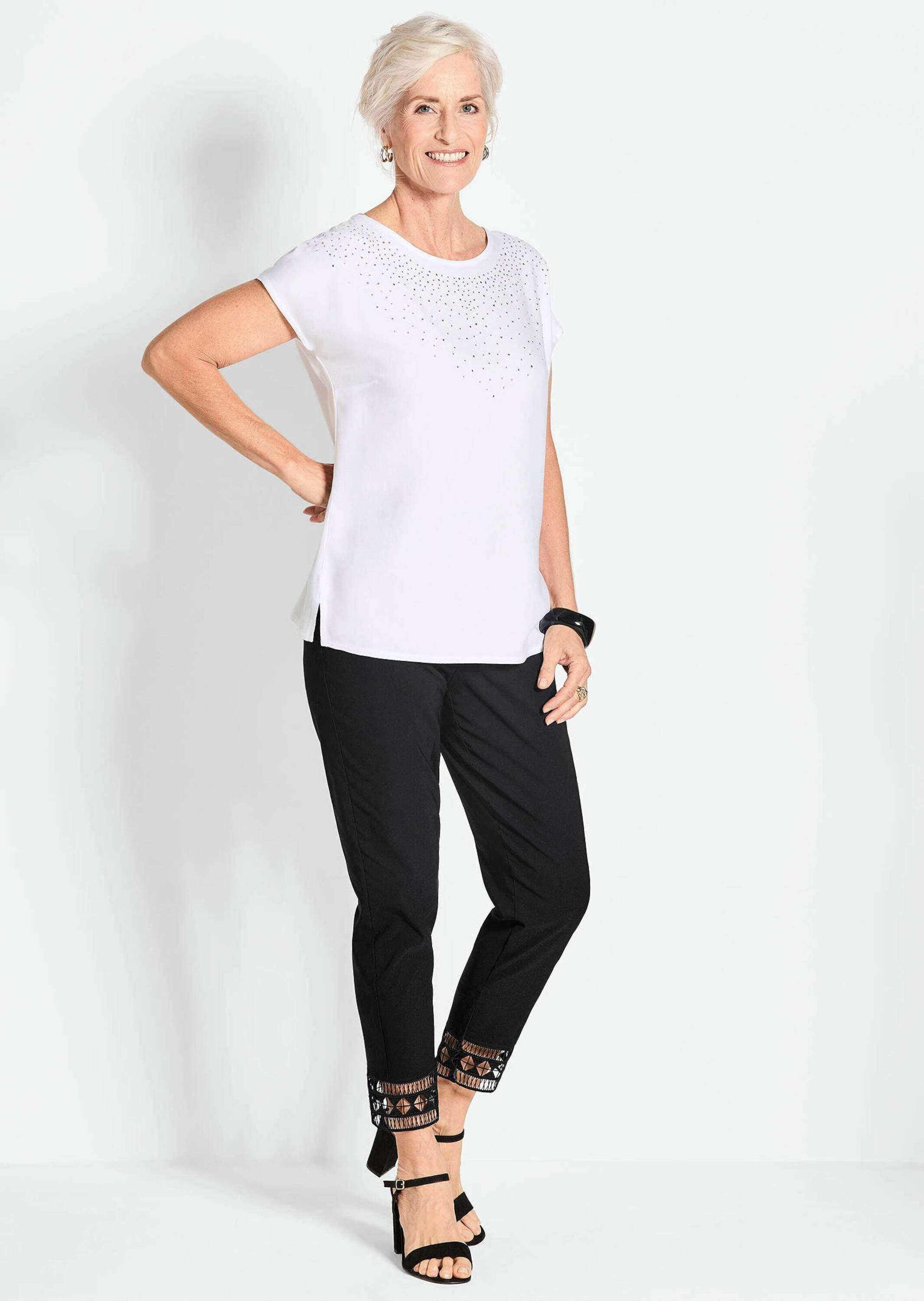 GOLDNER Schlupfhose Kurzgröße: Freizeithose LOUISA mit Spitze Knöchellange günstig online kaufen