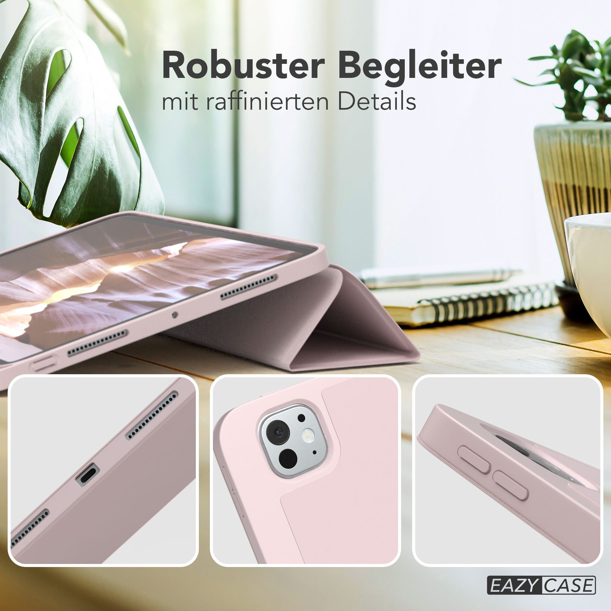 EAZY CASE Tablet-Hülle Penholder Smartcase für Apple iPad Pro 11 (2025) 11 Zoll, Hülle mit Stifthalter magnetisch kratzfeste Tasche zum Aufkappen Rosa – Bild 4 von 5