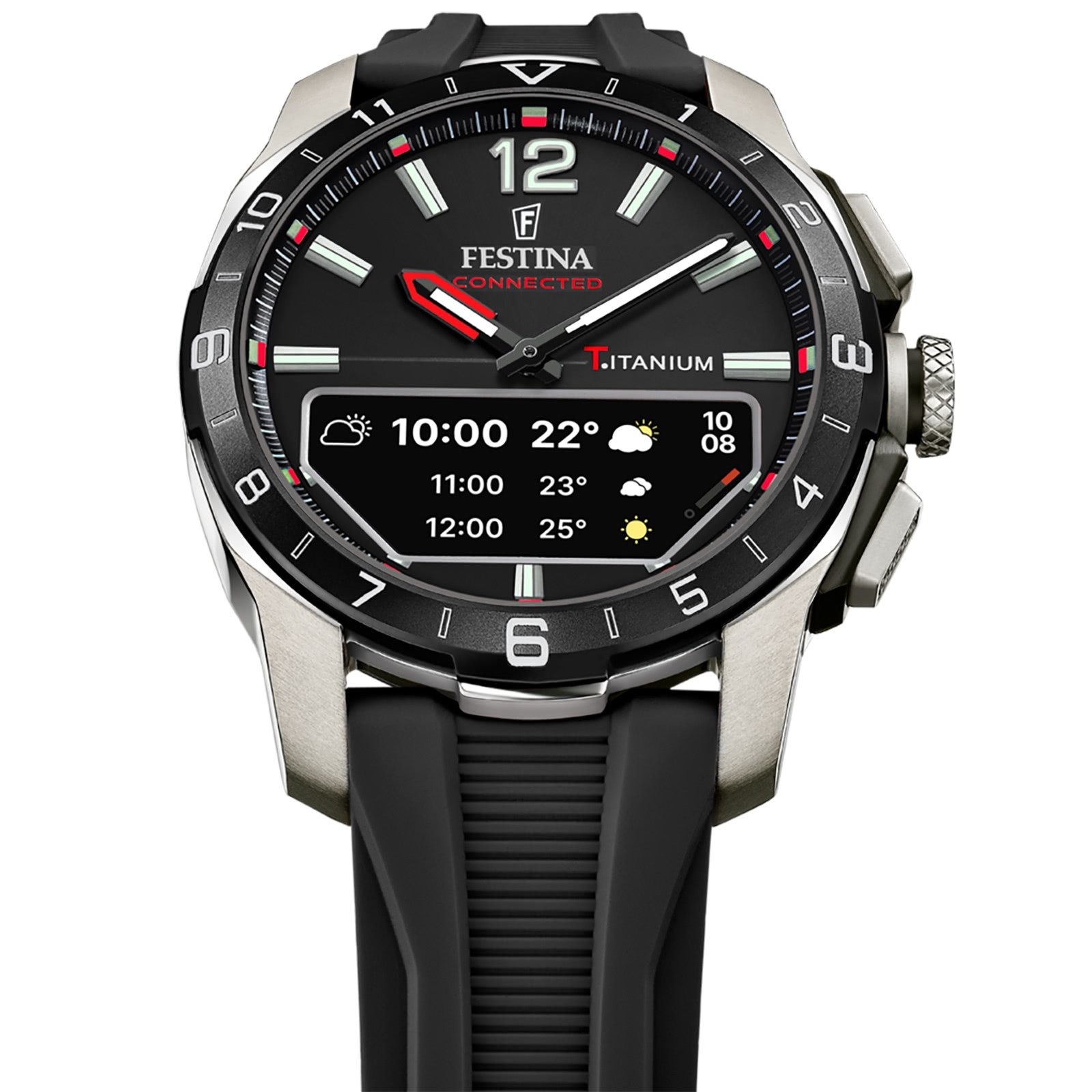 Festina Multifunktionsuhr Festina Herrenuhr Silikon schwarz, (Multifunktionsuhr), Herren Armbanduhr rund, Silikonarmband schwarz