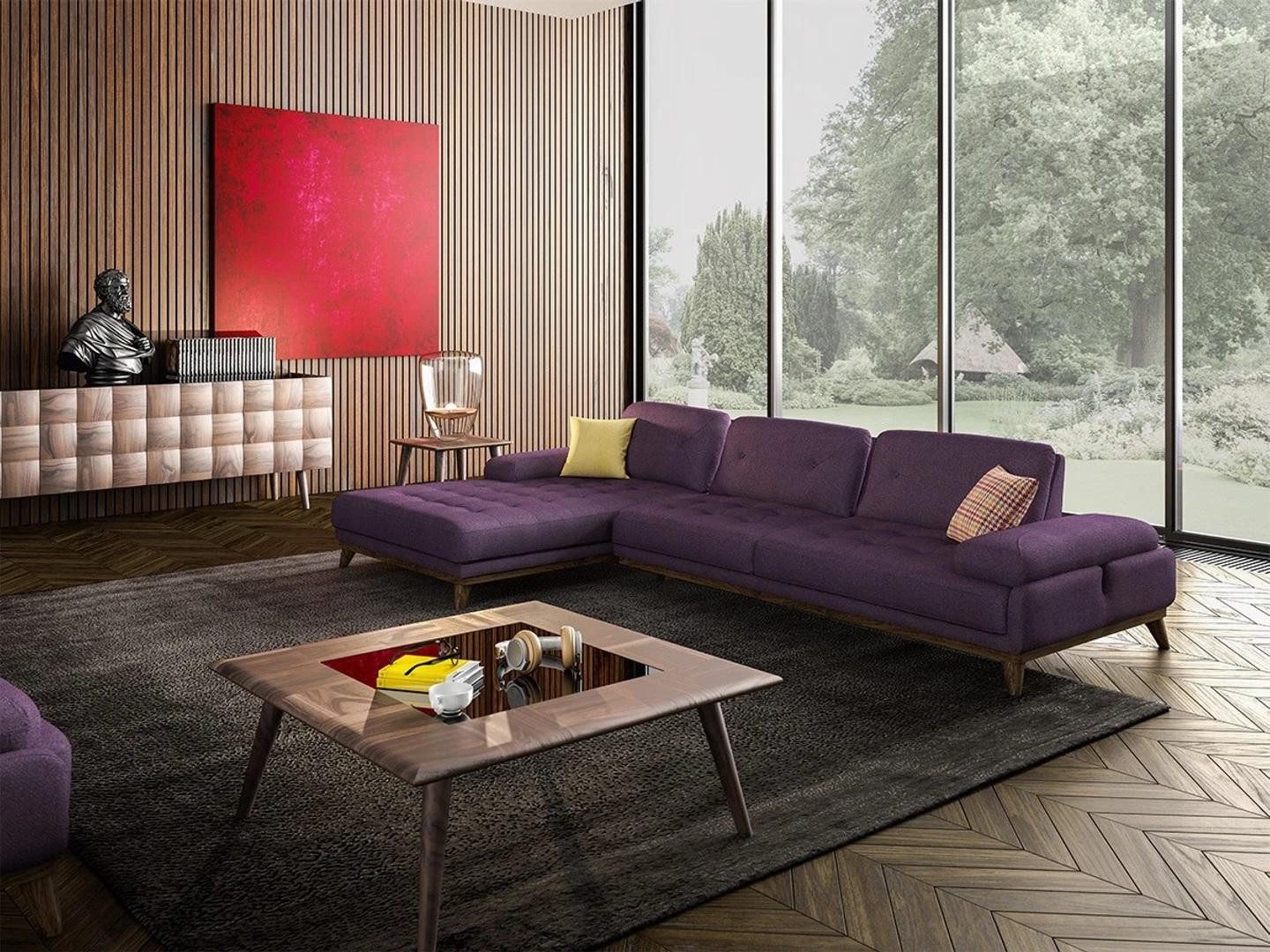 Xlmoebel Ecksofa Violettes L-Form Sofa mit luxuriösem Design für stilvolle Wohnräume, Hergestellt in Europa