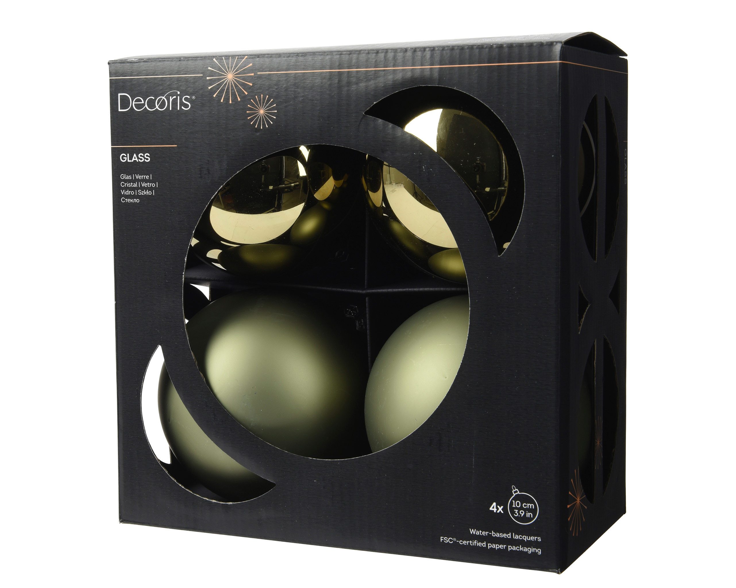 Kaemingk Weihnachtsbaumkugel, Weihnachtskugeln Glas 10cm 4 Stück - Rosmarin