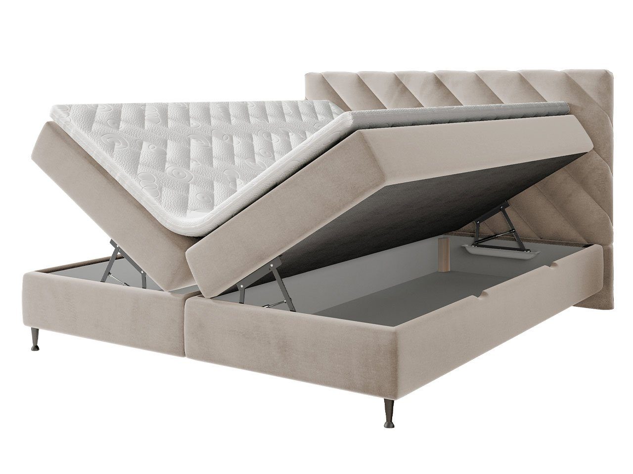 MIRJAN24 Boxspringbett Enzo (mit Hauptmatratze, Topper, Kopfteil), 140, 160, 180 / 200 cm, mit zwei Bettkästen